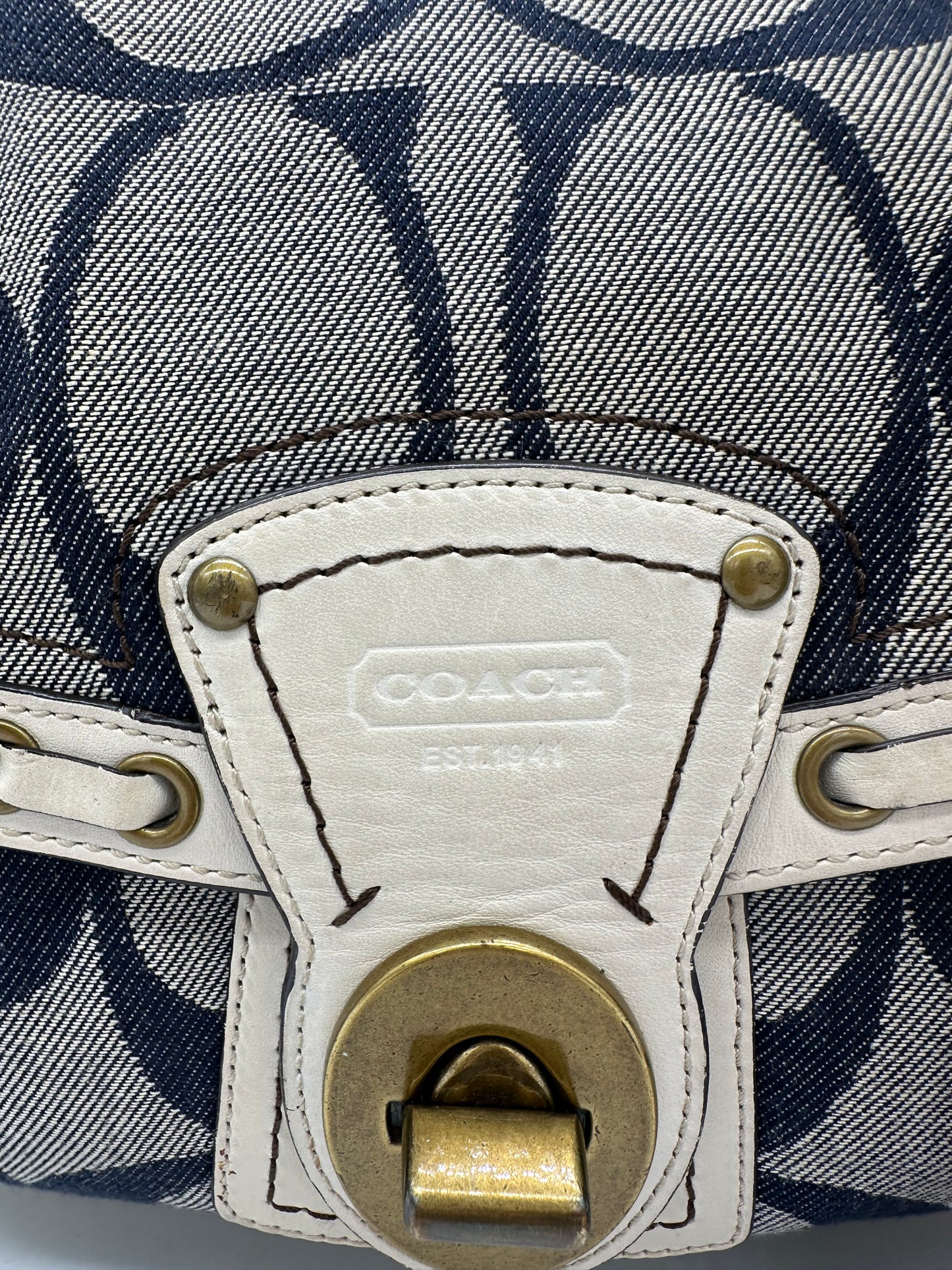 Vintage Coach 10490 Legacy Shoulder Bag Y2K Turnlock and Denim Monogram