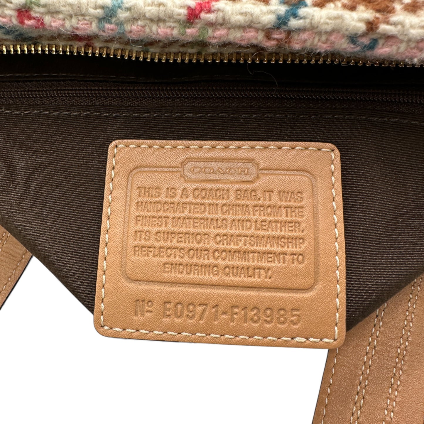 Vintage Coach F13985 Hampton Tattersall Shoulder Bag