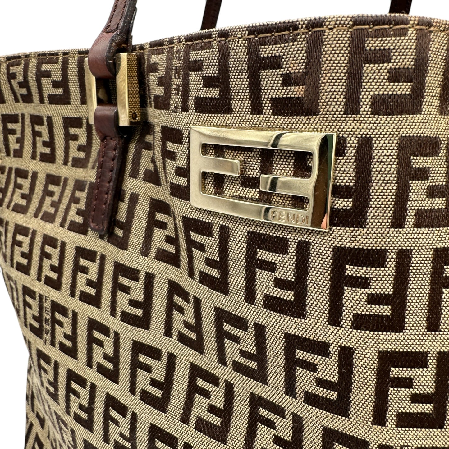 Vintage Fendi Zucchino Large Tote Shoulder Bag