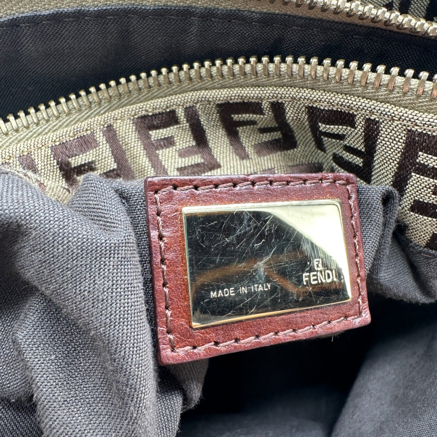 Vintage Fendi Zucchino Large Tote Shoulder Bag