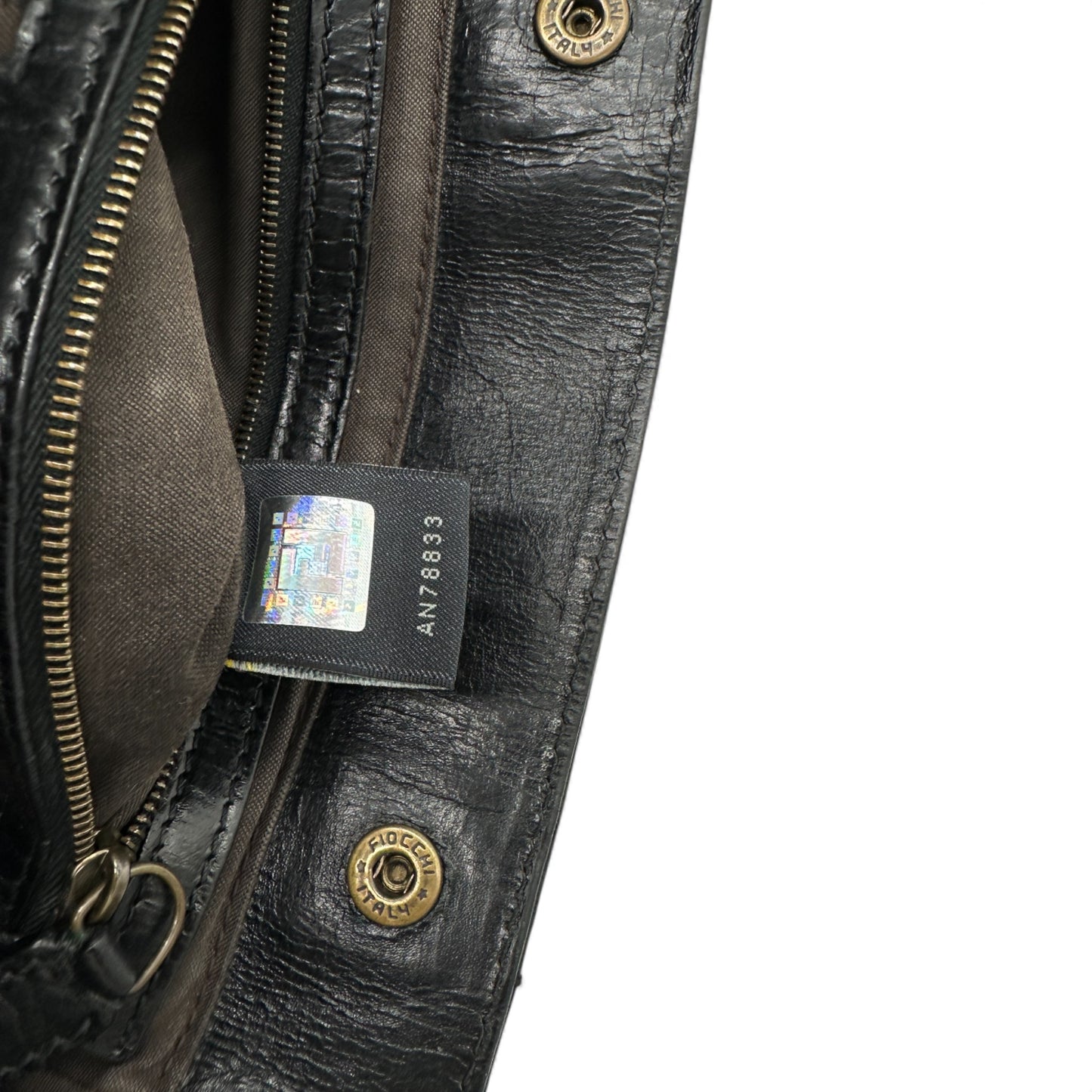 vintage Fendi ethnico sac à main en cuir noir