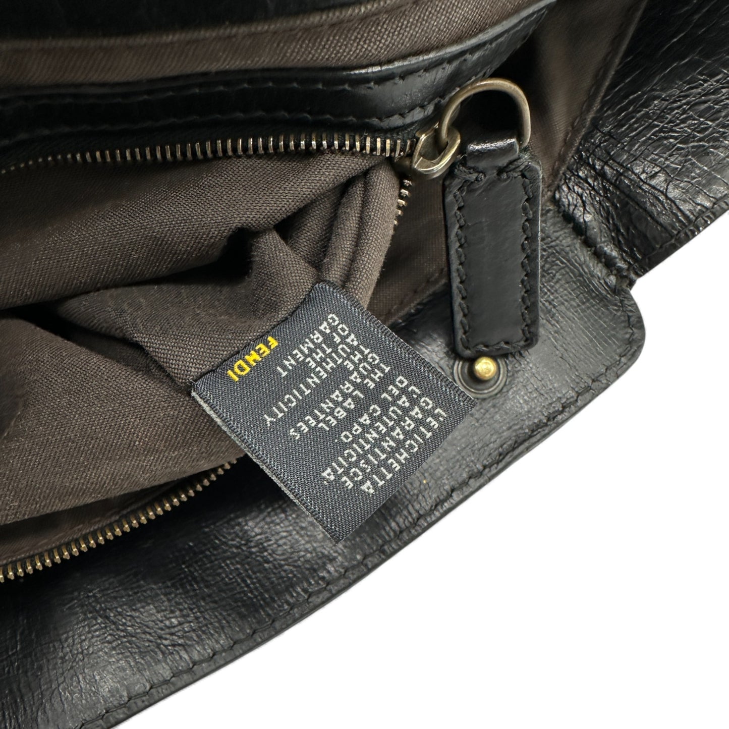 vintage Fendi ethnico sac à main en cuir noir