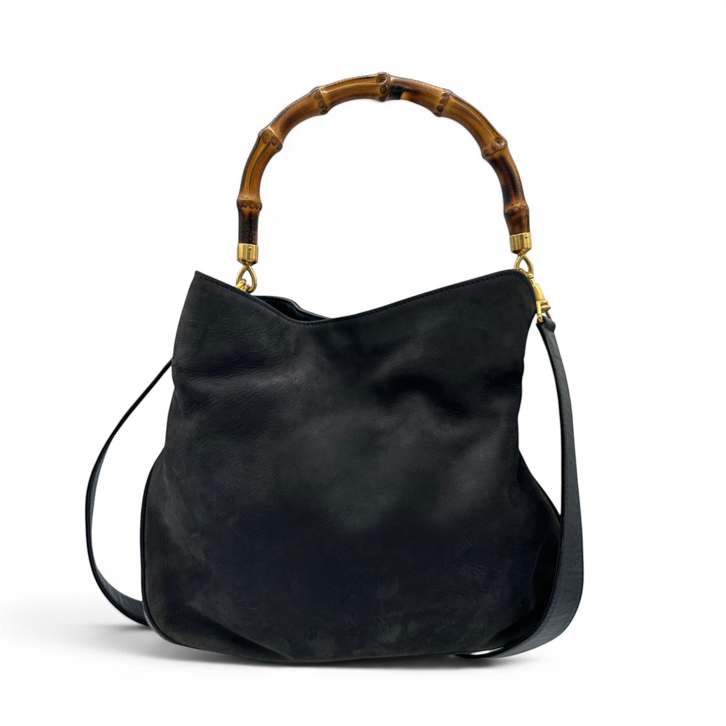 Sac à main vintage Gucci en daim et bambou, réversible