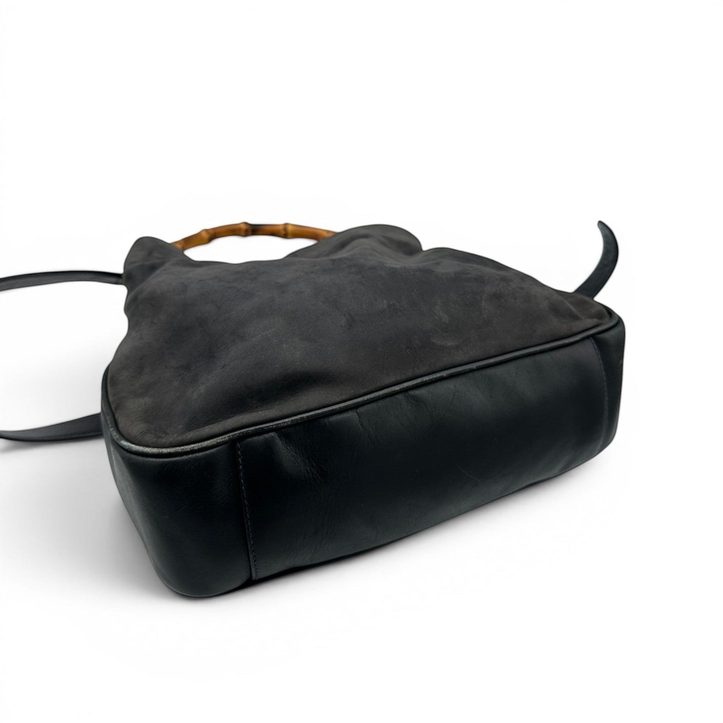Sac à main vintage Gucci en daim et bambou, réversible
