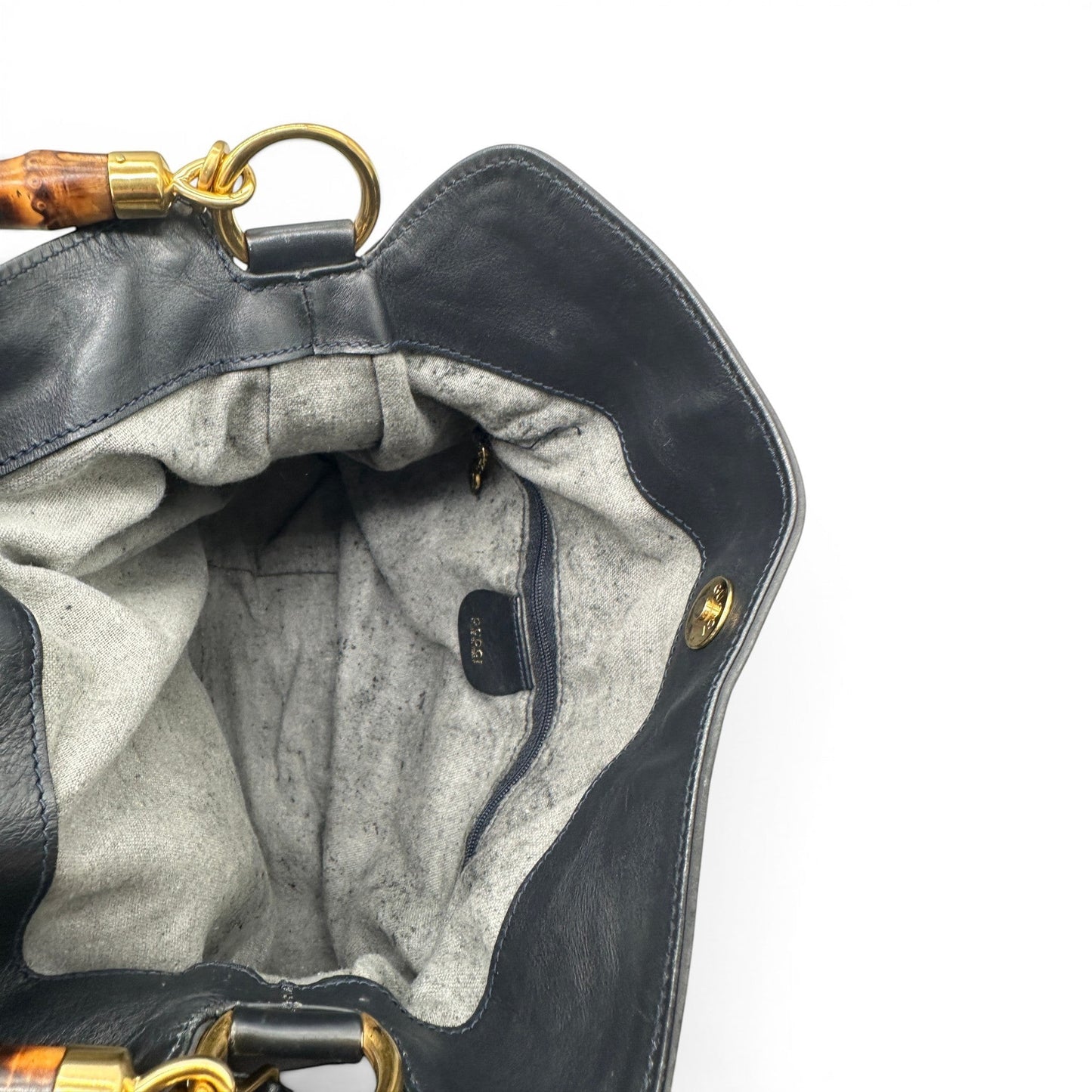 Sac à main vintage Gucci en daim et bambou, réversible