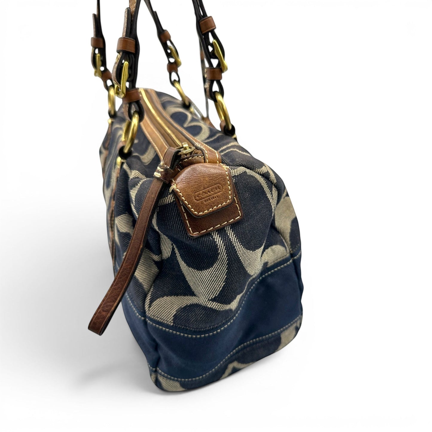 Vintage Coach 11183 Denim Boston Shoulder Bag
