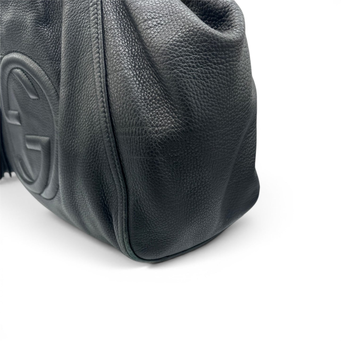 Vintage Gucci Schultertasche aus schwarzem Bambusleder