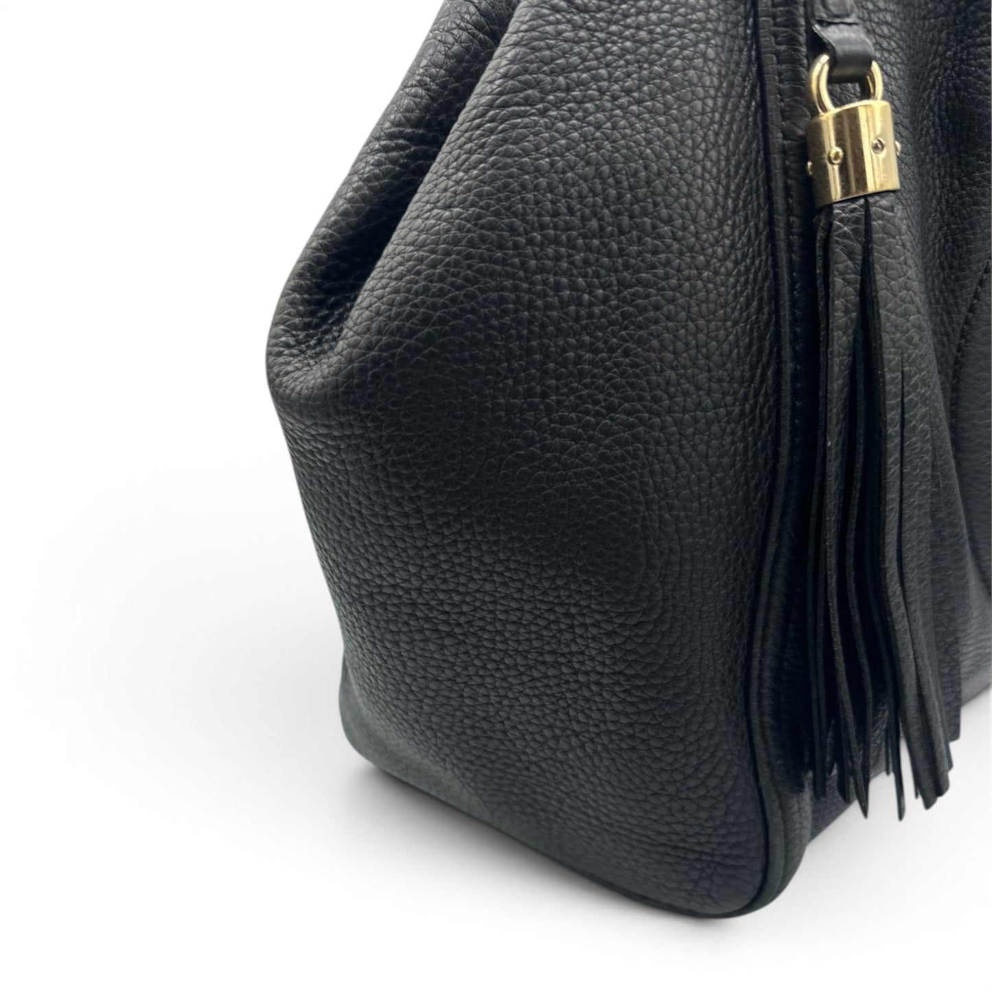 Vintage Gucci Schultertasche aus schwarzem Bambusleder