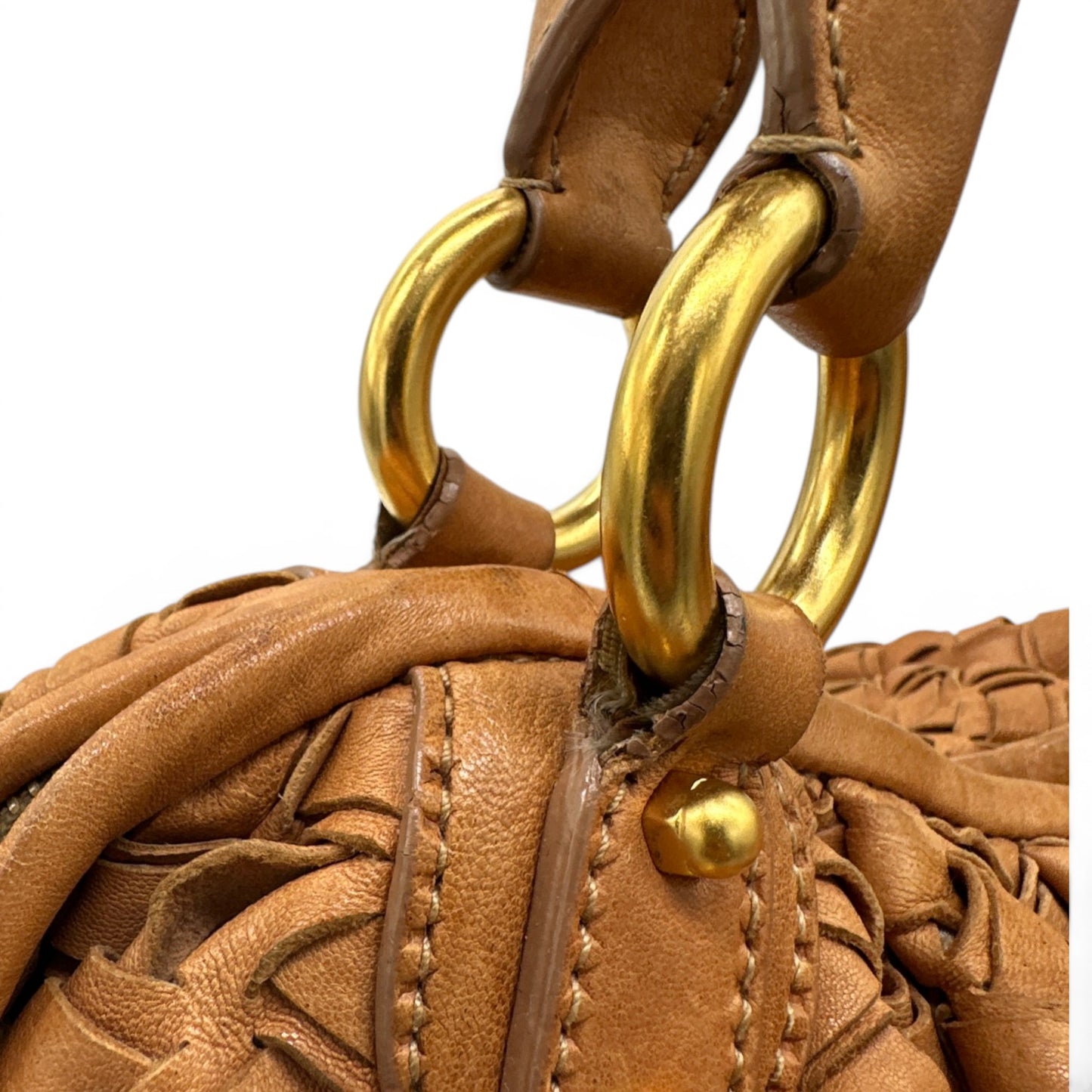 Vintage Miu Miu Fango Intreccio Woven Leather Hobo Bag