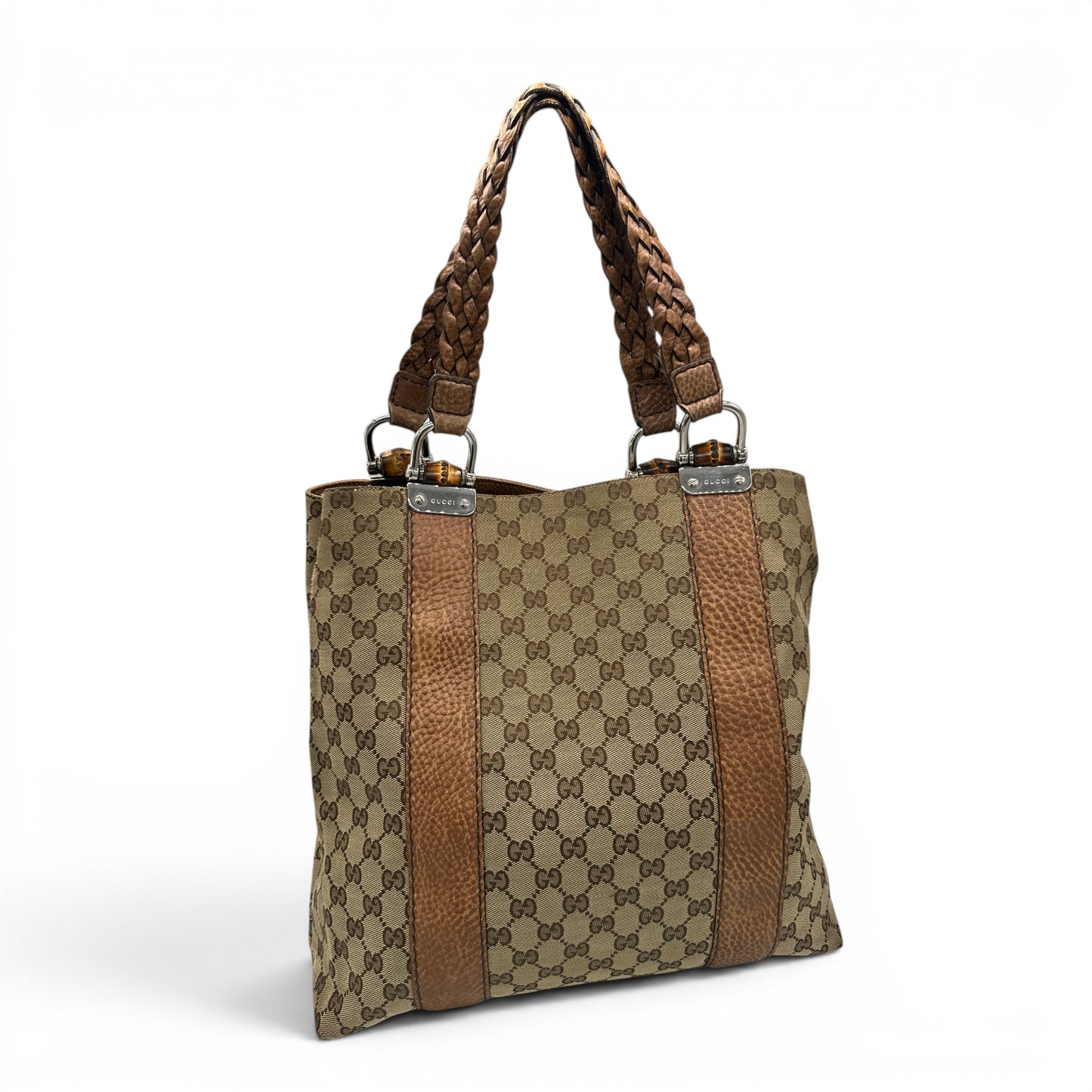Vintage Gucci Bamboo Large Tote Shoulder Bag