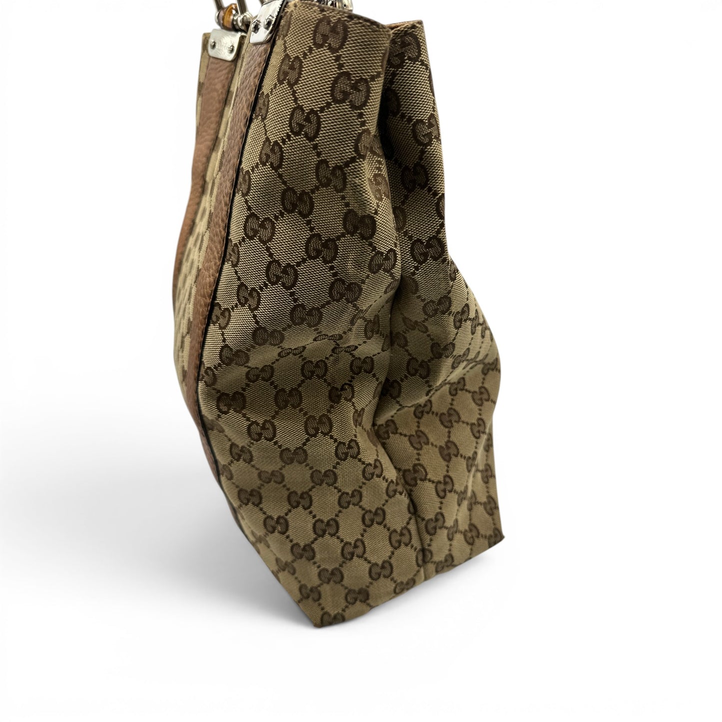 Vintage Gucci Bamboo Large Tote Shoulder Bag