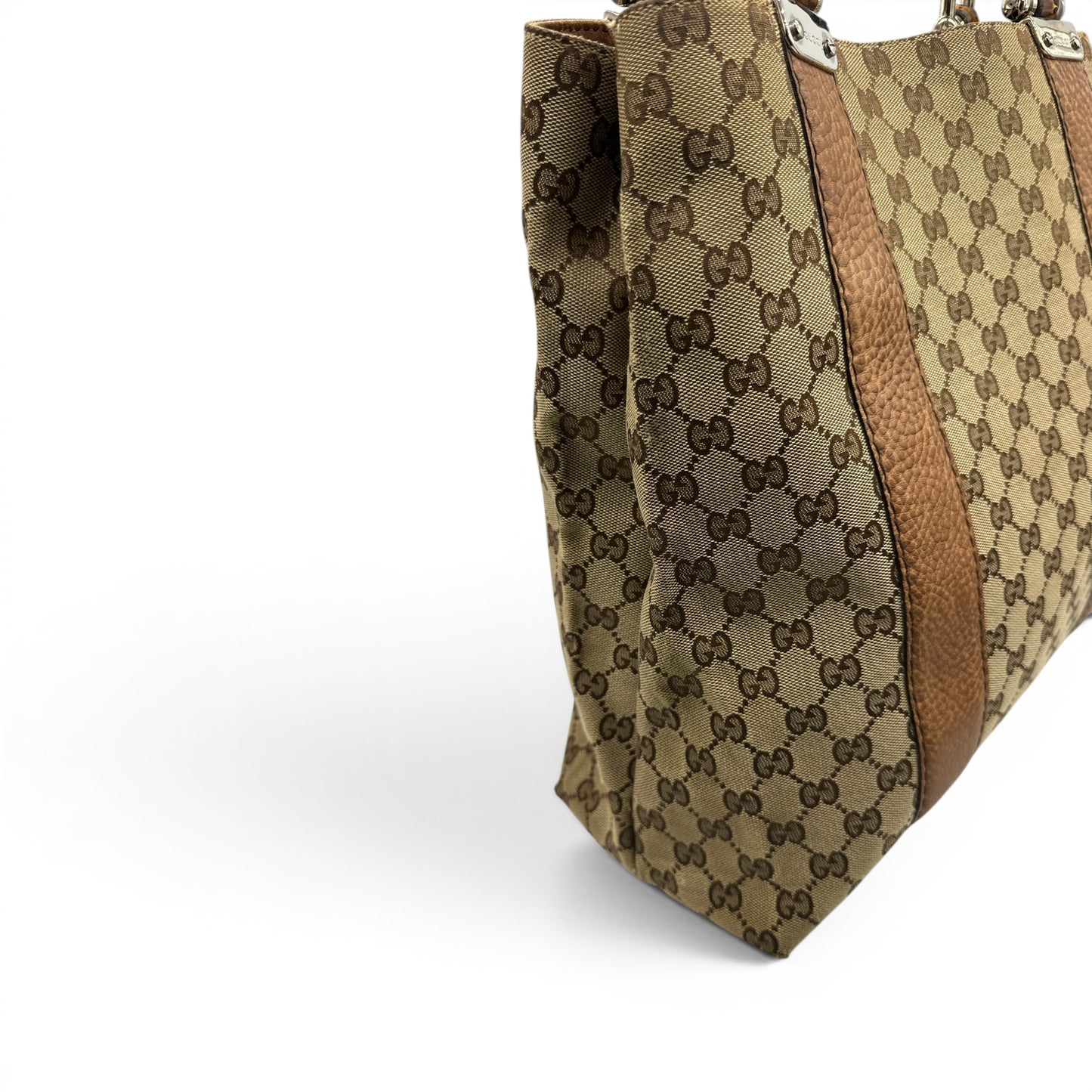 Vintage Gucci Bamboo Large Tote Shoulder Bag