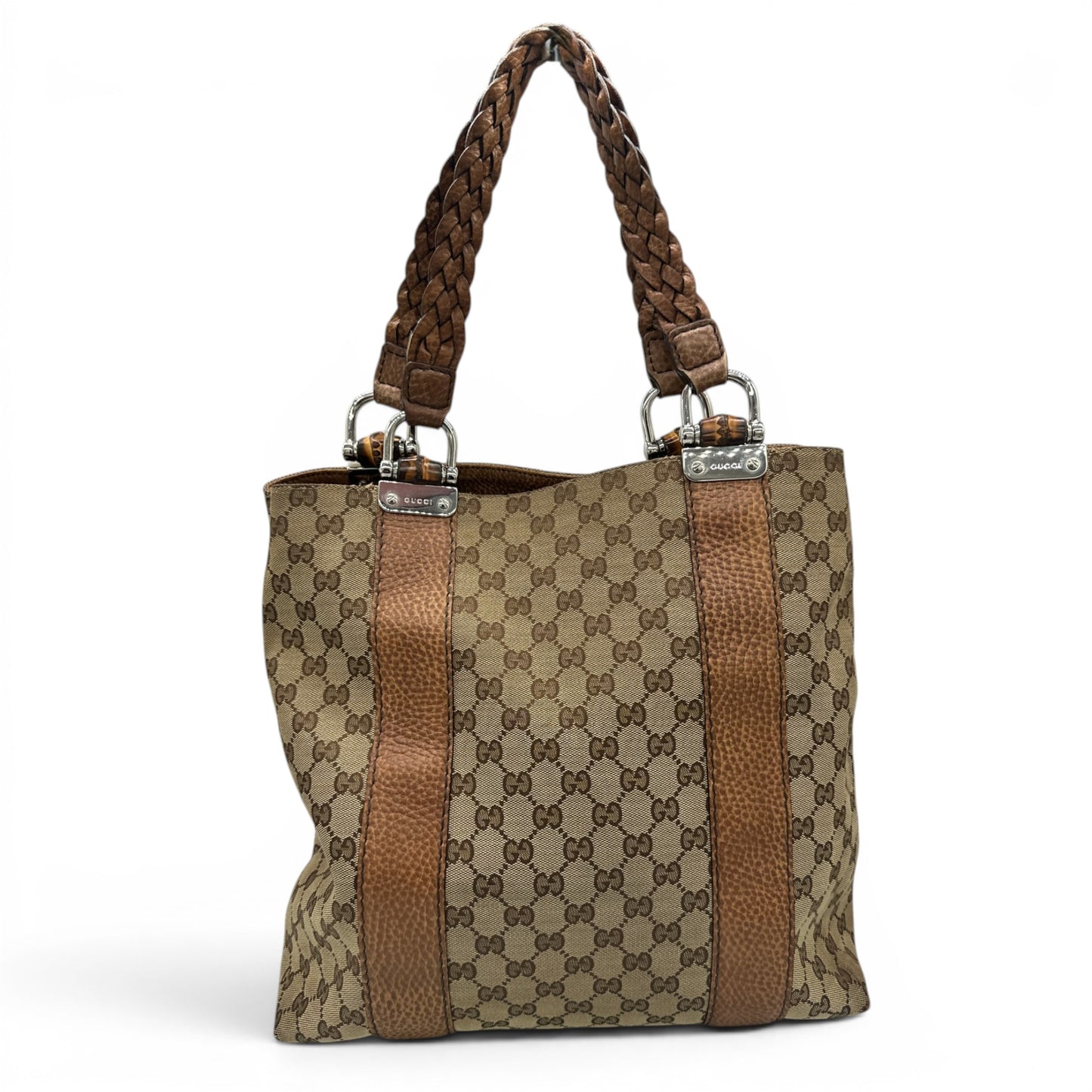 Vintage Gucci Bamboo Large Tote Shoulder Bag
