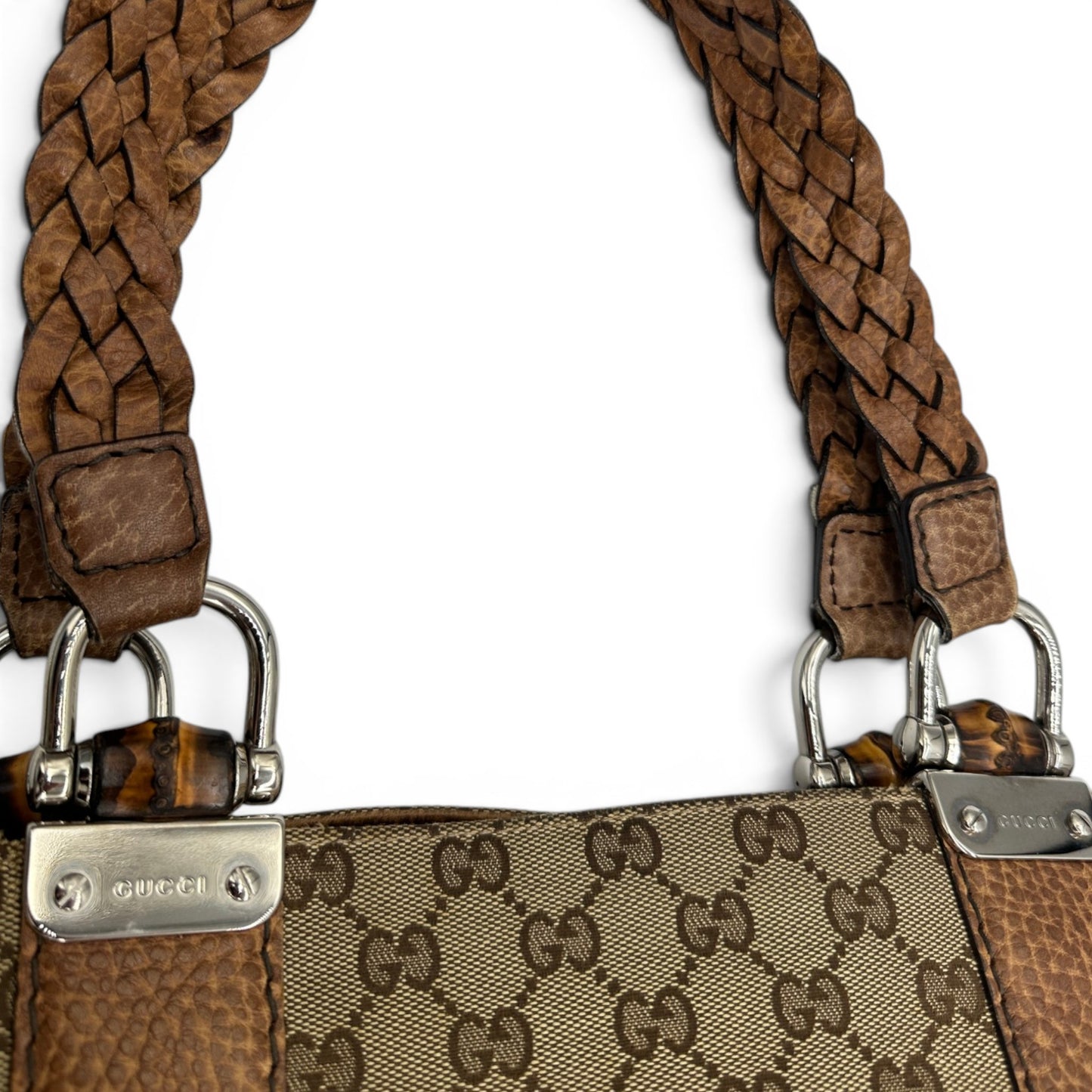 Vintage Gucci Bamboo Large Tote Shoulder Bag