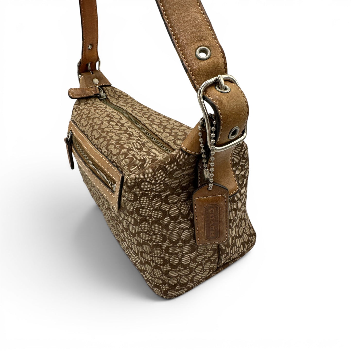 Sac bandoulière vintage Coach 6332 marron à monogramme