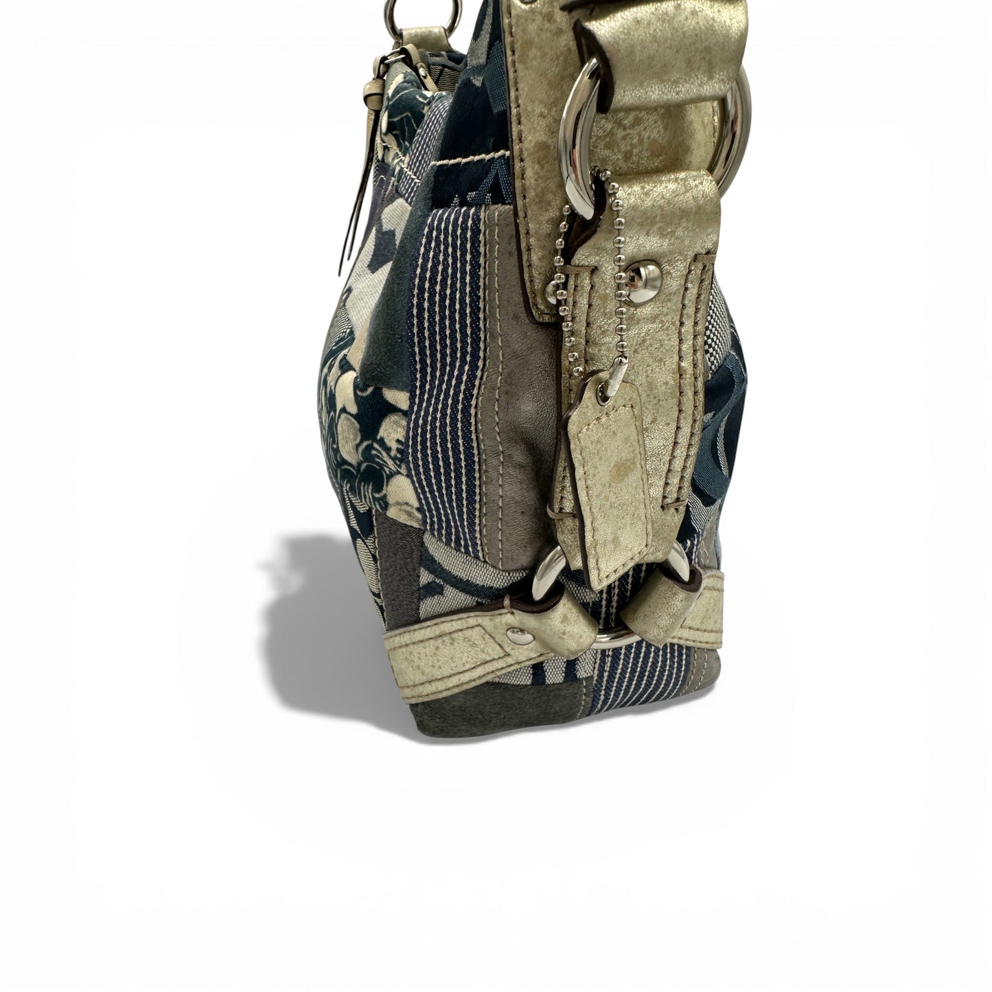 Sac bandoulière vintage Coach F13720 Carly en patchwork de denim