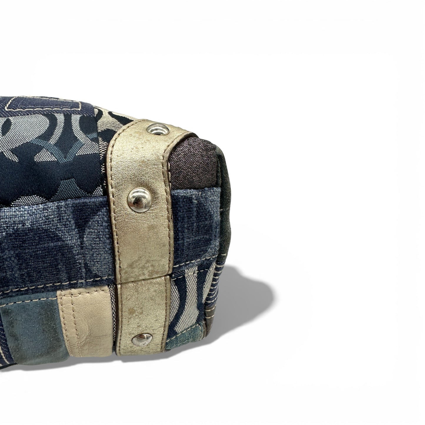 Sac bandoulière vintage Coach F13720 Carly en patchwork de denim