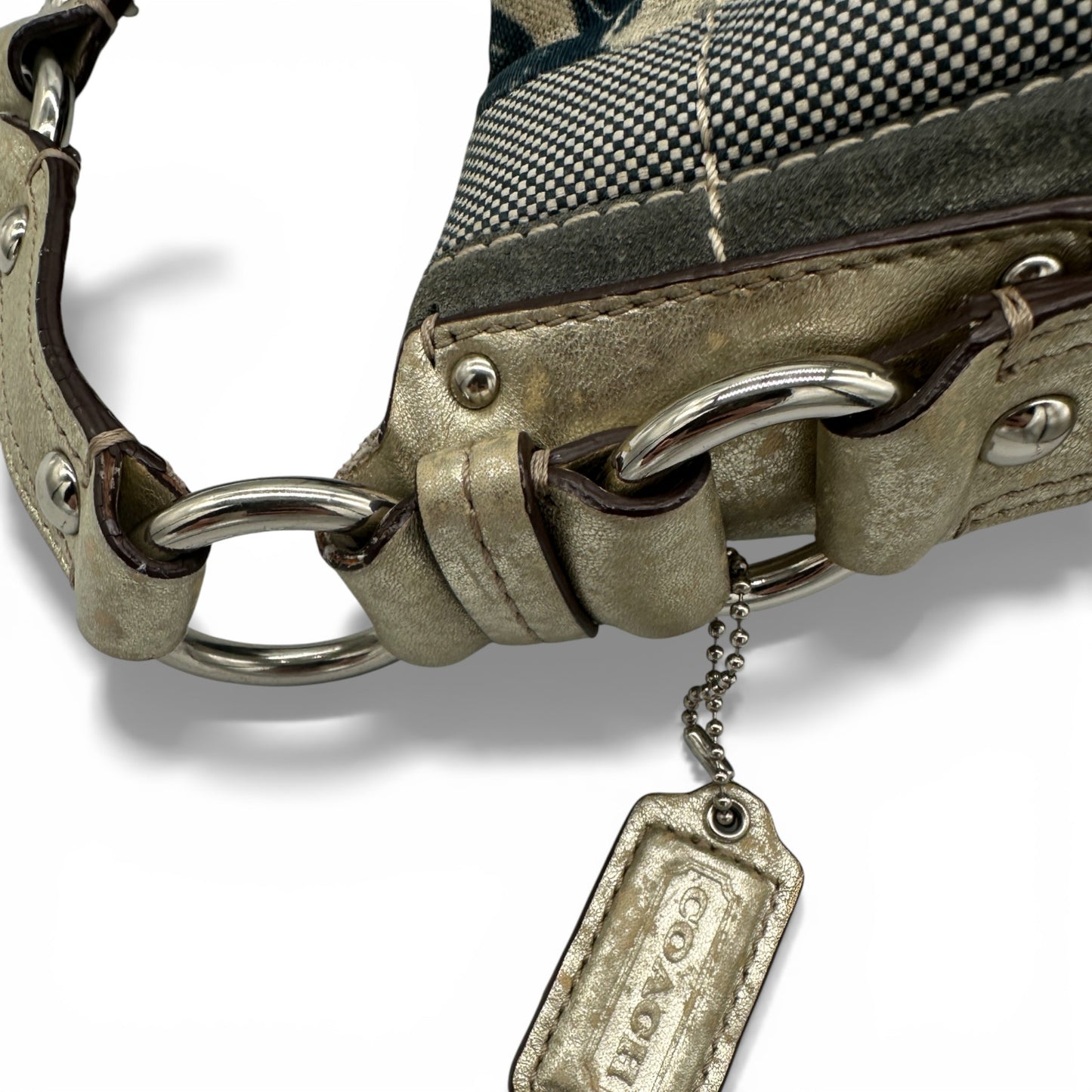 Sac bandoulière vintage Coach F13720 Carly en patchwork de denim