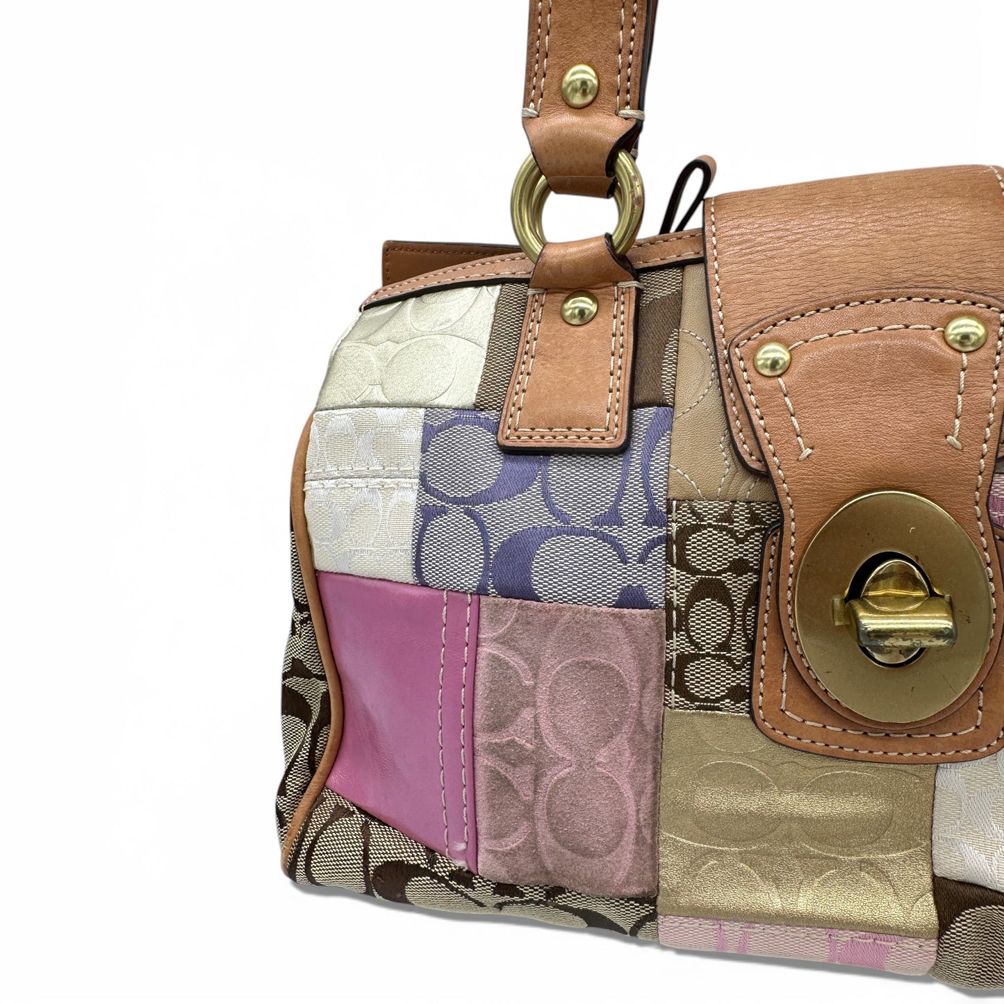 Vintage Coach 12216 Denim Patchwork Turnlock Handtasche