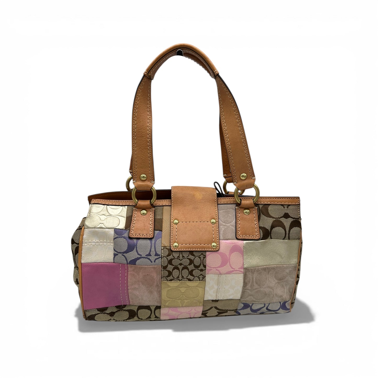 Vintage Coach 12216 Denim Patchwork Turnlock Handtasche