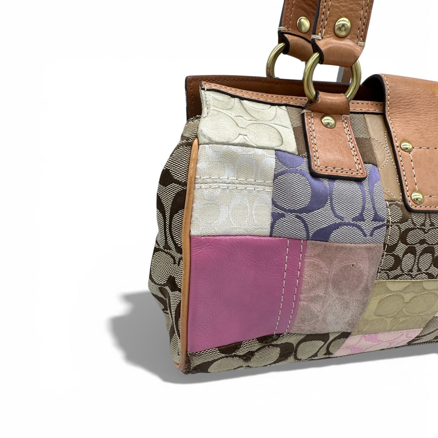 Vintage Coach 12216 Denim Patchwork Turnlock Handtasche