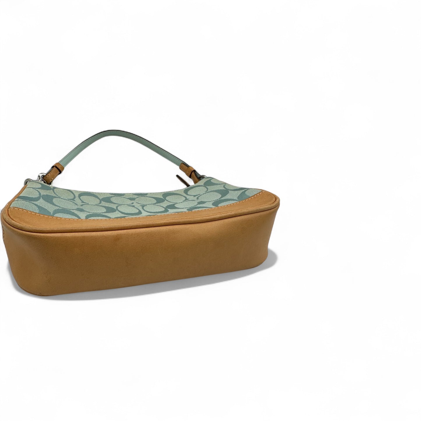 Vintage Coach Rare Y2K 6094 Turquoise Blue Signature Monogram Shoulder Bag