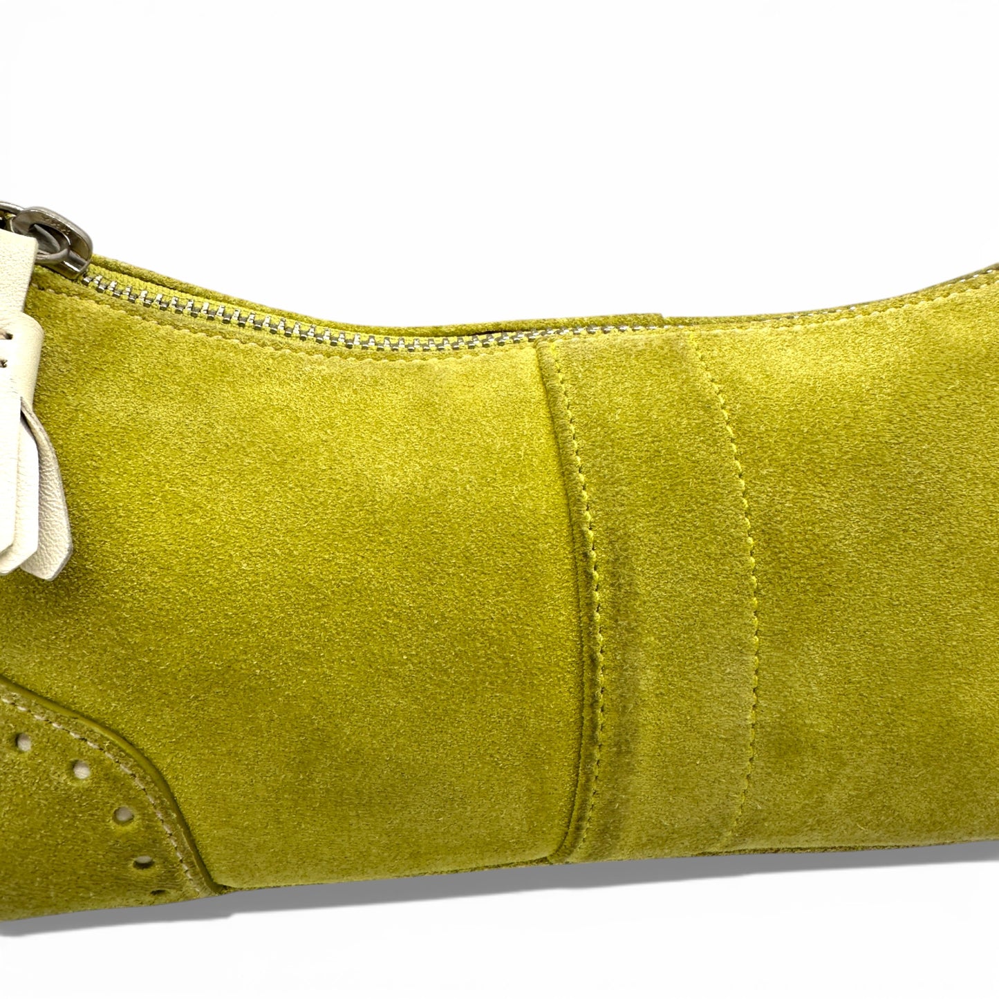 Vintage Coach 5032 Lime Green Suede Baguette Shoulder Bag