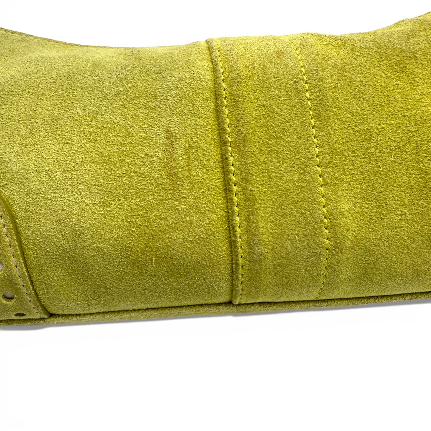 Vintage Coach 5032 Lime Green Suede Baguette Shoulder Bag