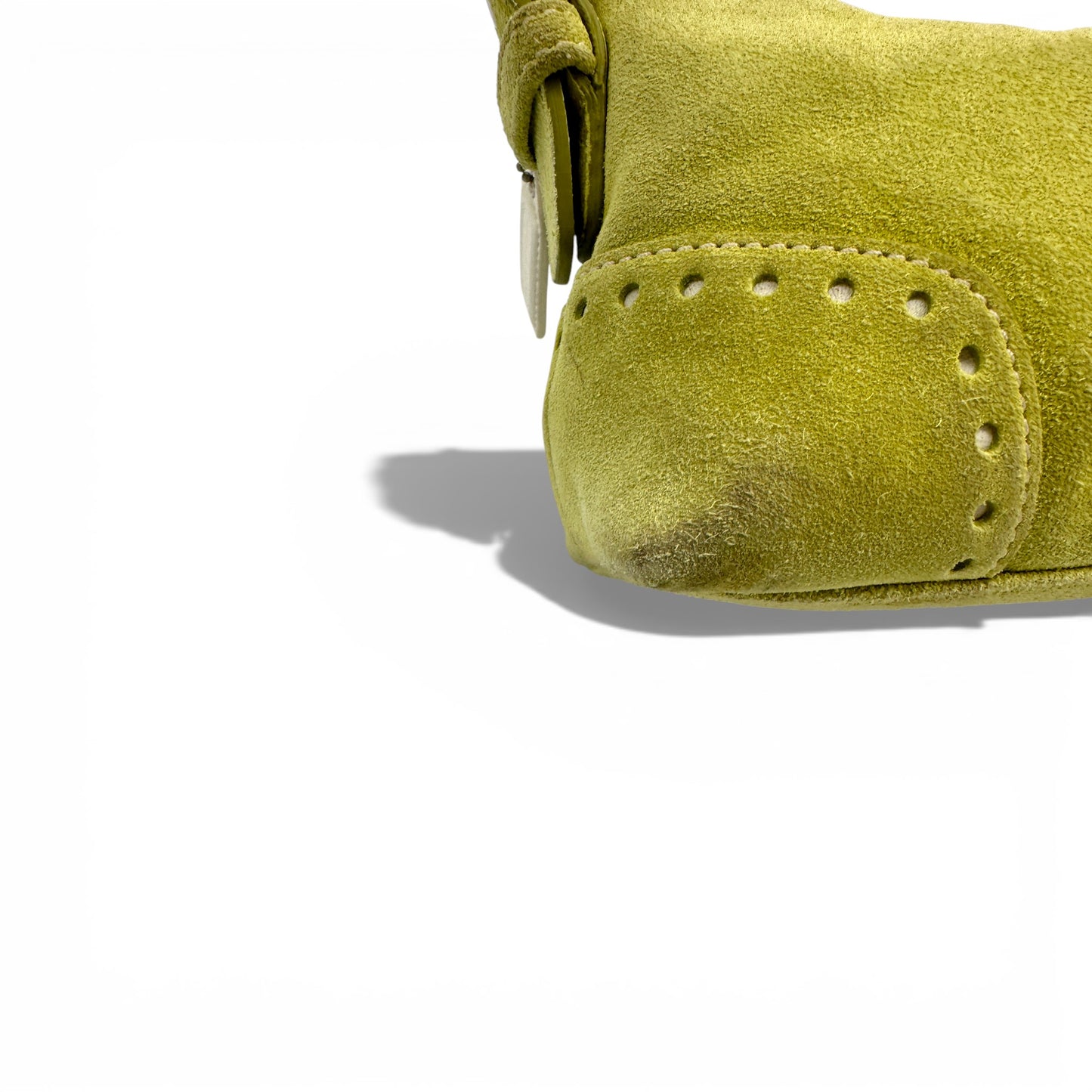 Vintage Coach 5032 Lime Green Suede Baguette Shoulder Bag