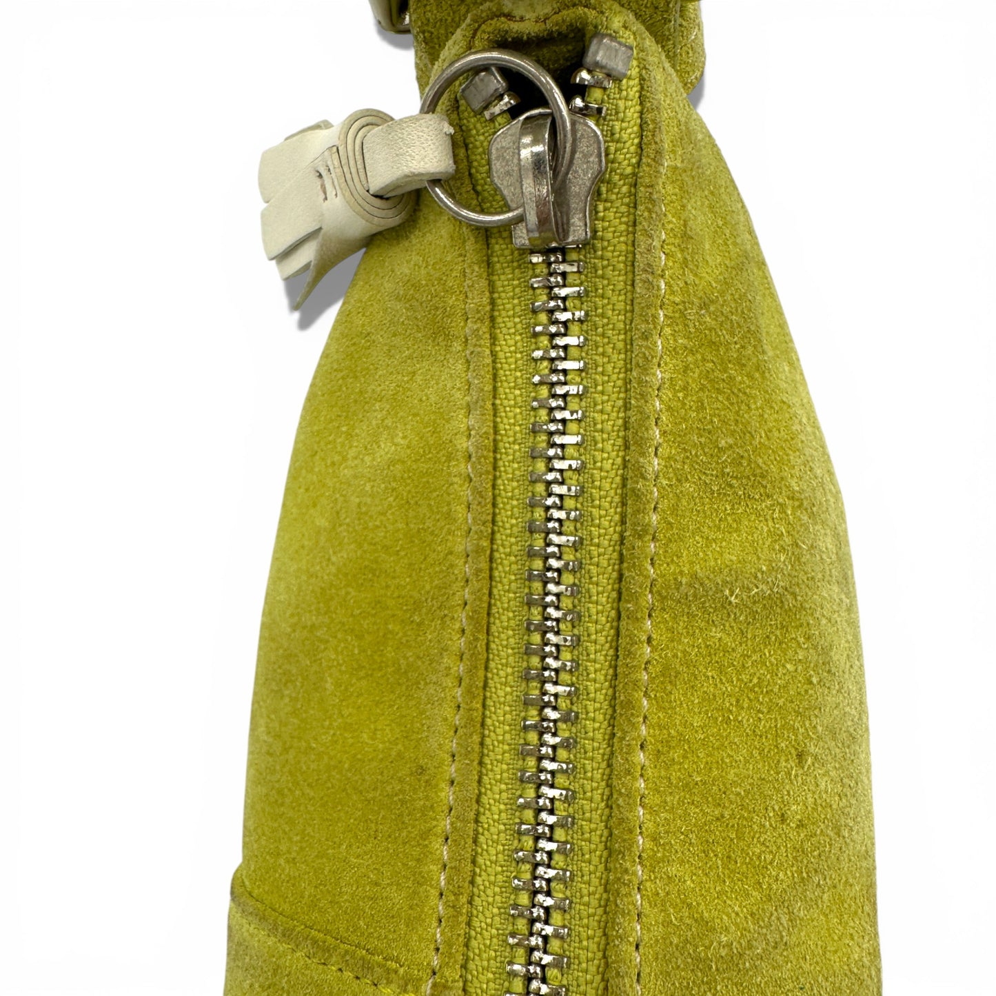 Vintage Coach 5032 Lime Green Suede Baguette Shoulder Bag
