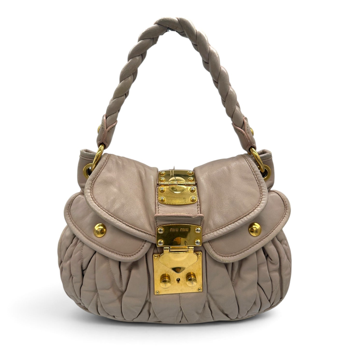 Miu Miu Pink Matelassé Coffer Shoulder Bag