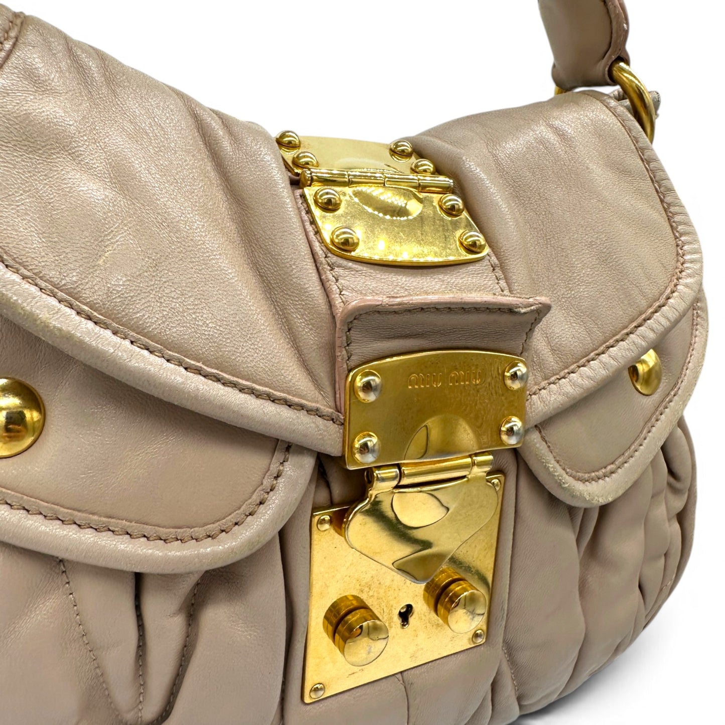 Miu Miu Pink Matelassé Coffer Shoulder Bag