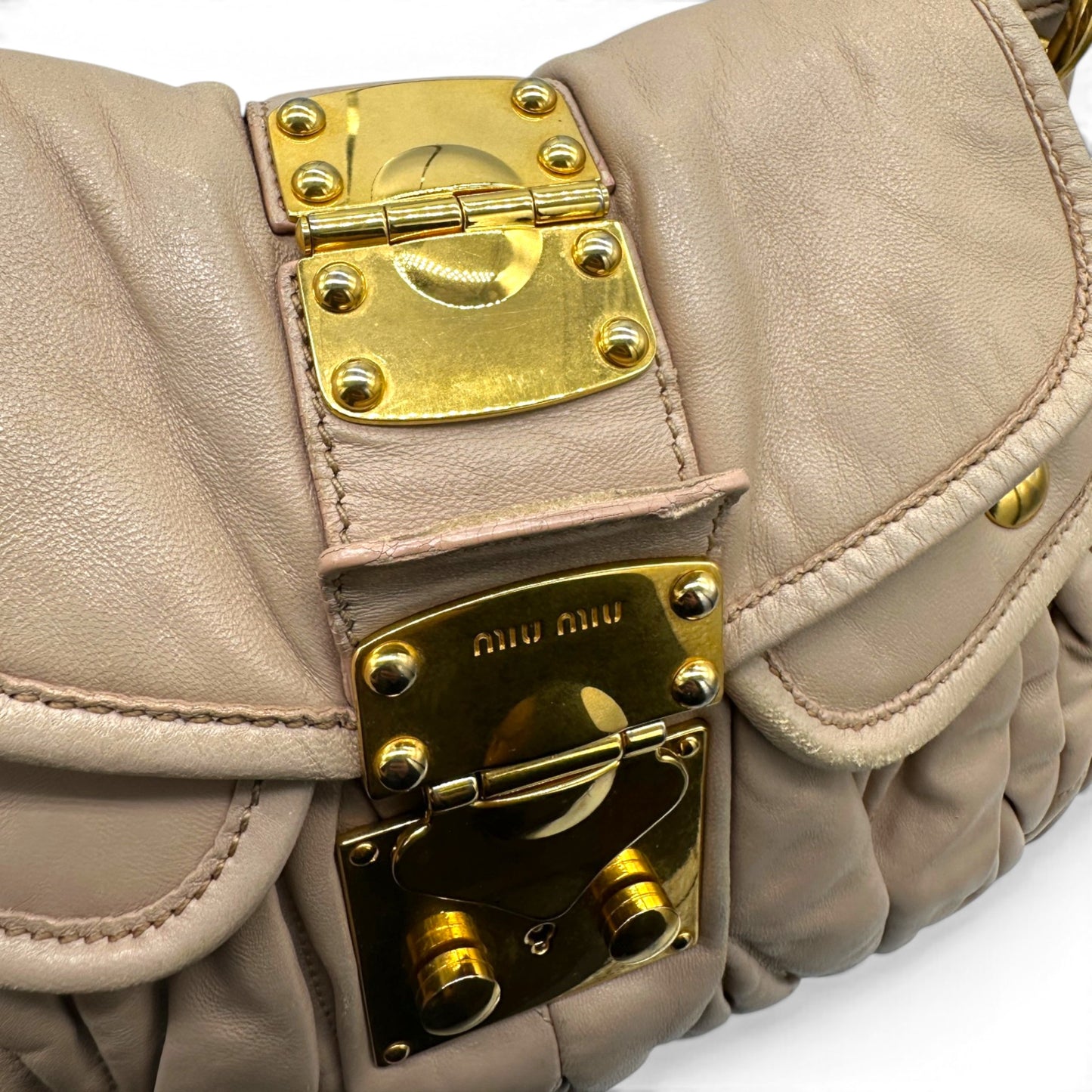 Miu Miu Pink Matelassé Coffer Shoulder Bag