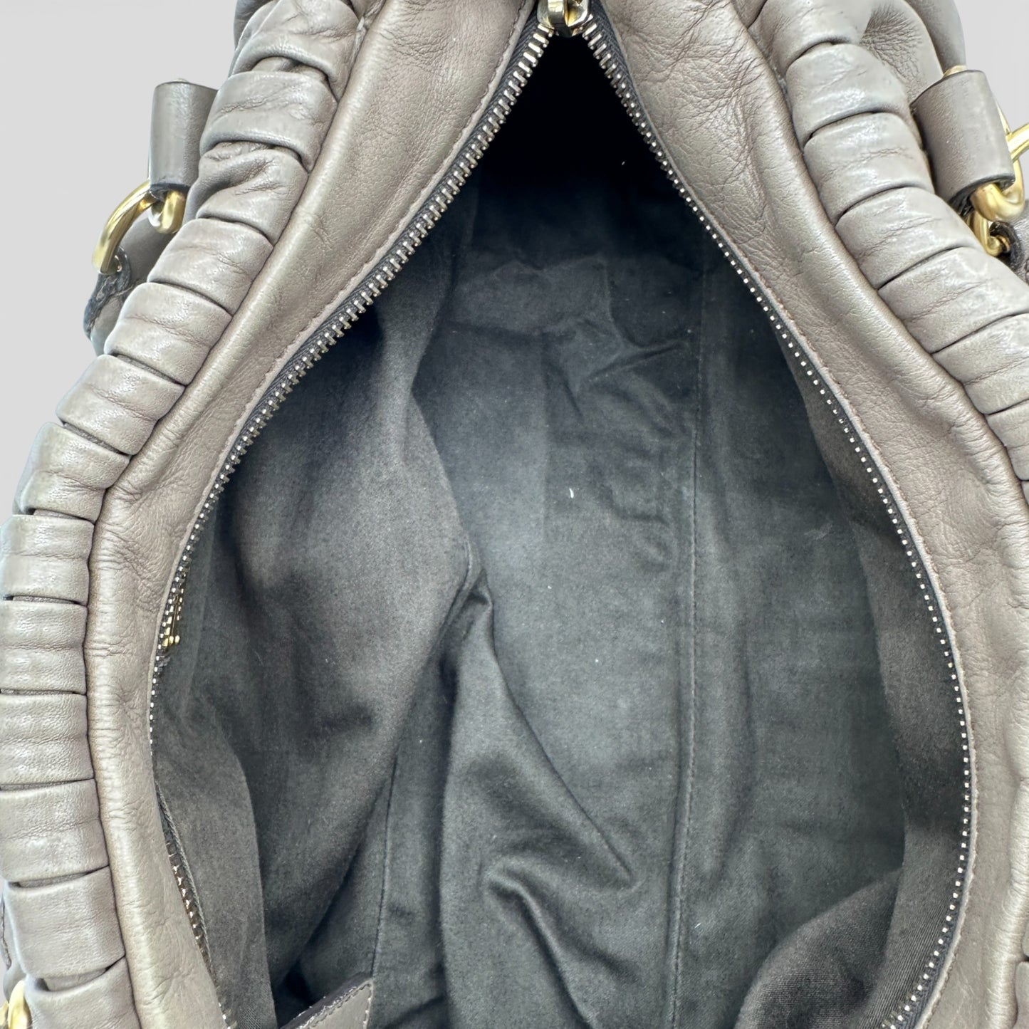 Vintage Miu Miu Pleated Leather Handbag