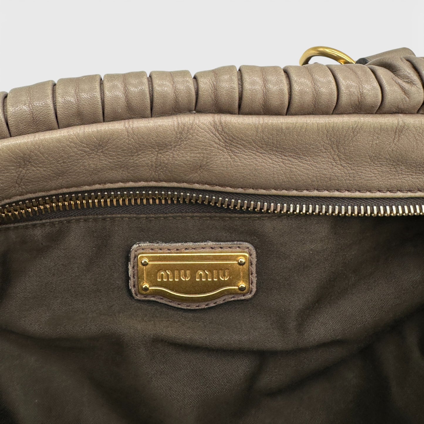 Vintage Miu Miu Pleated Leather Handbag