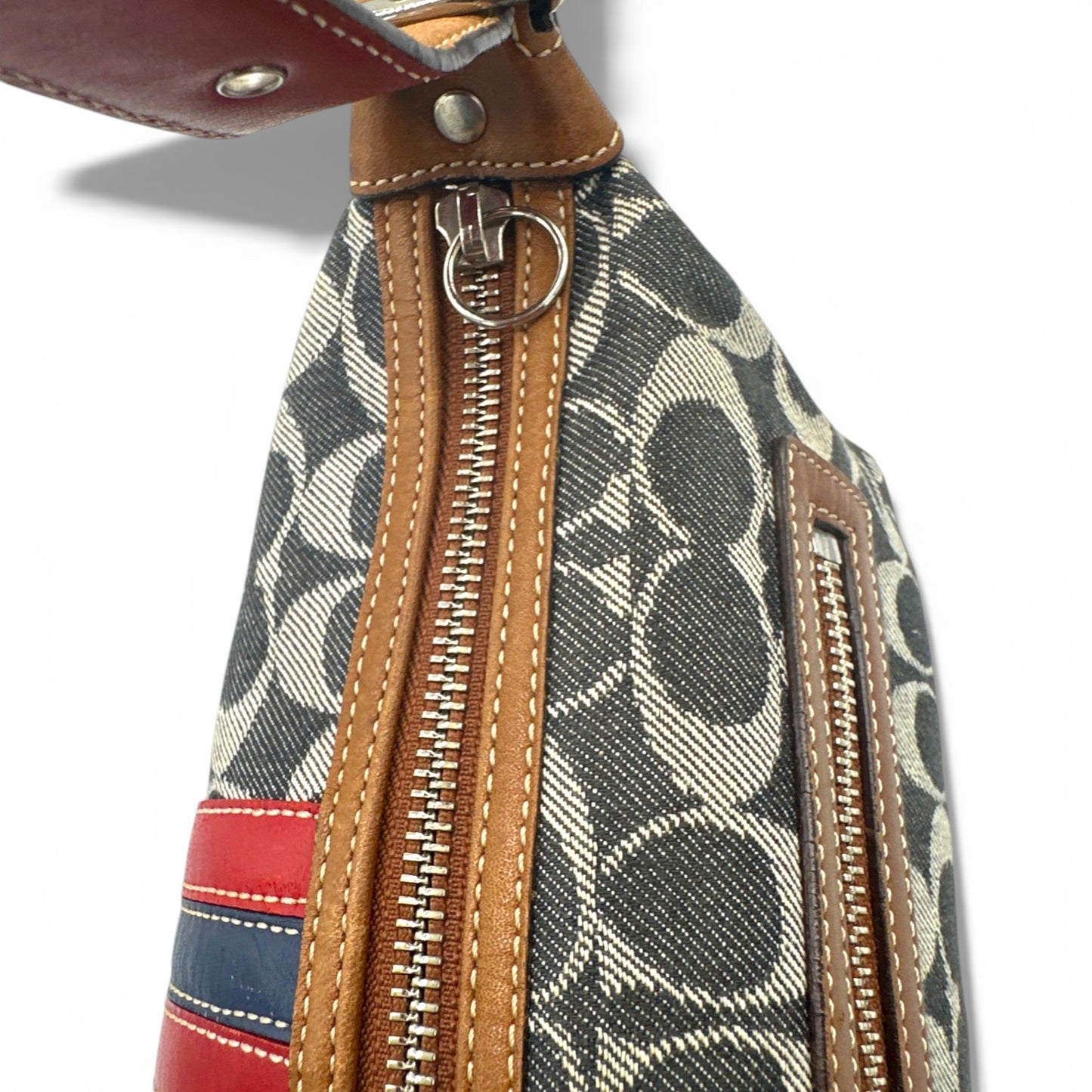 Sac bandoulière vintage Coach 7022 en denim monogrammé