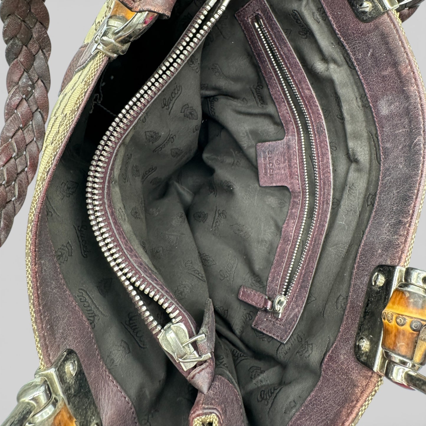 Vintage Gucci 232946 Bamboo Monogram Large Tote Shoulder Bag