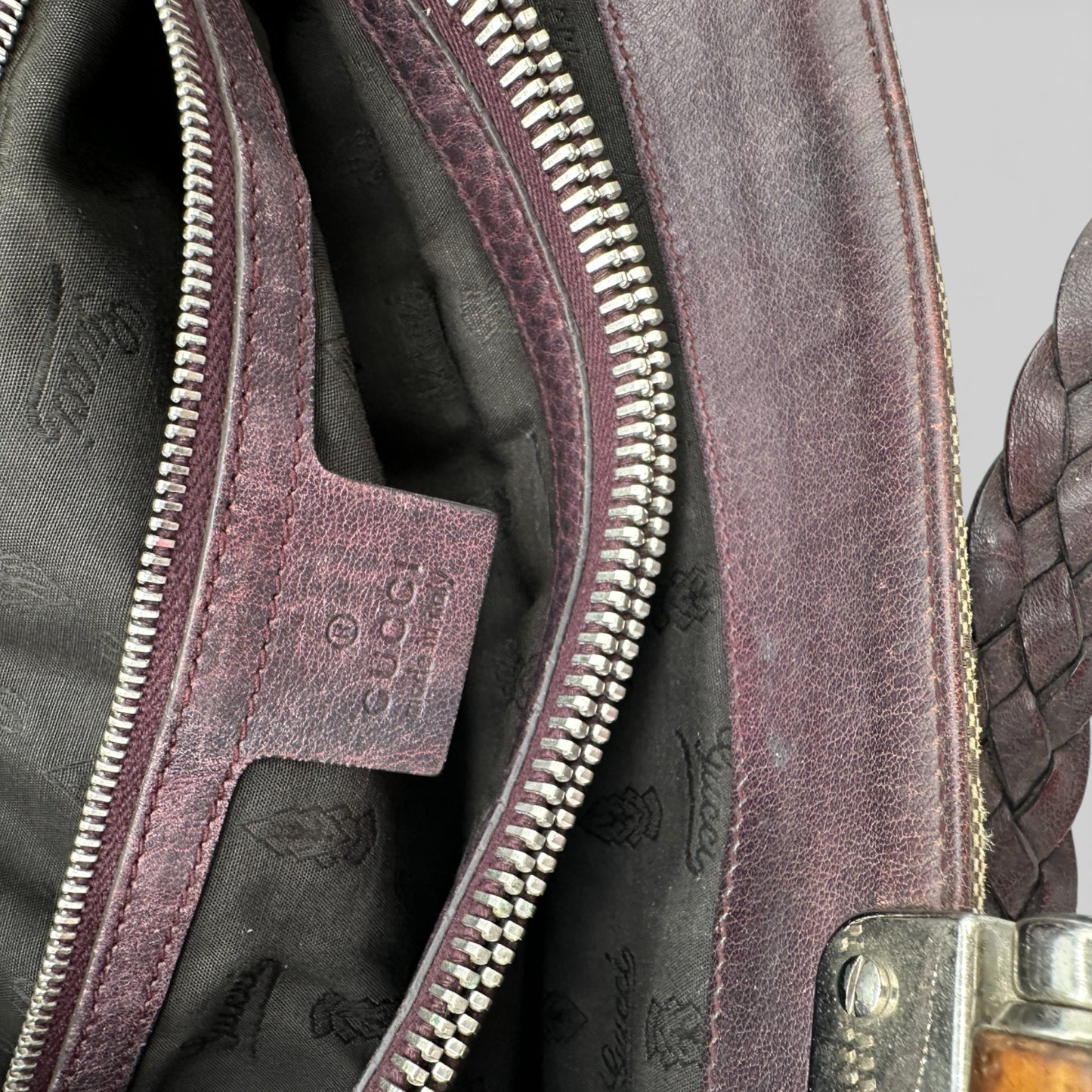 Vintage Gucci 232946 Bamboo Monogram Large Tote Shoulder Bag