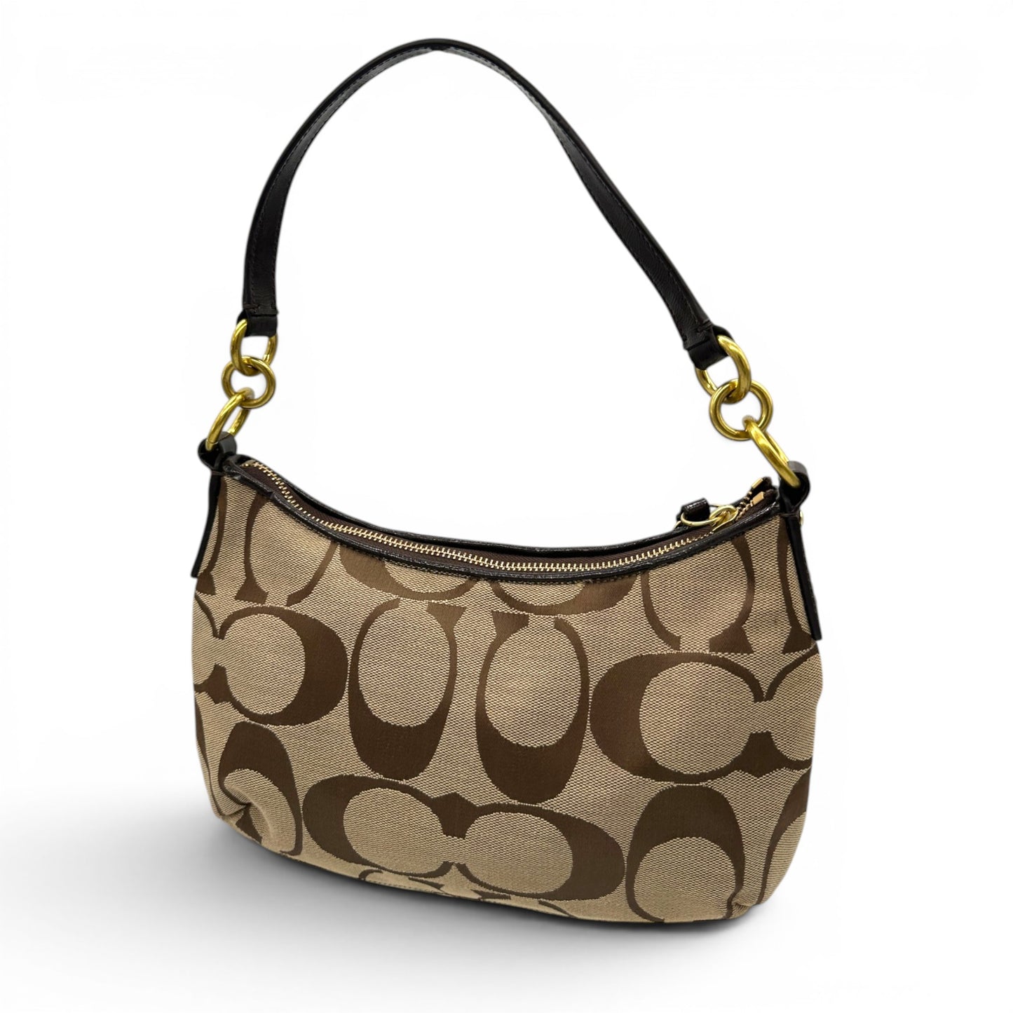 Vintage Coach F23544 Brown Trim Monogram Shoulder Bag
