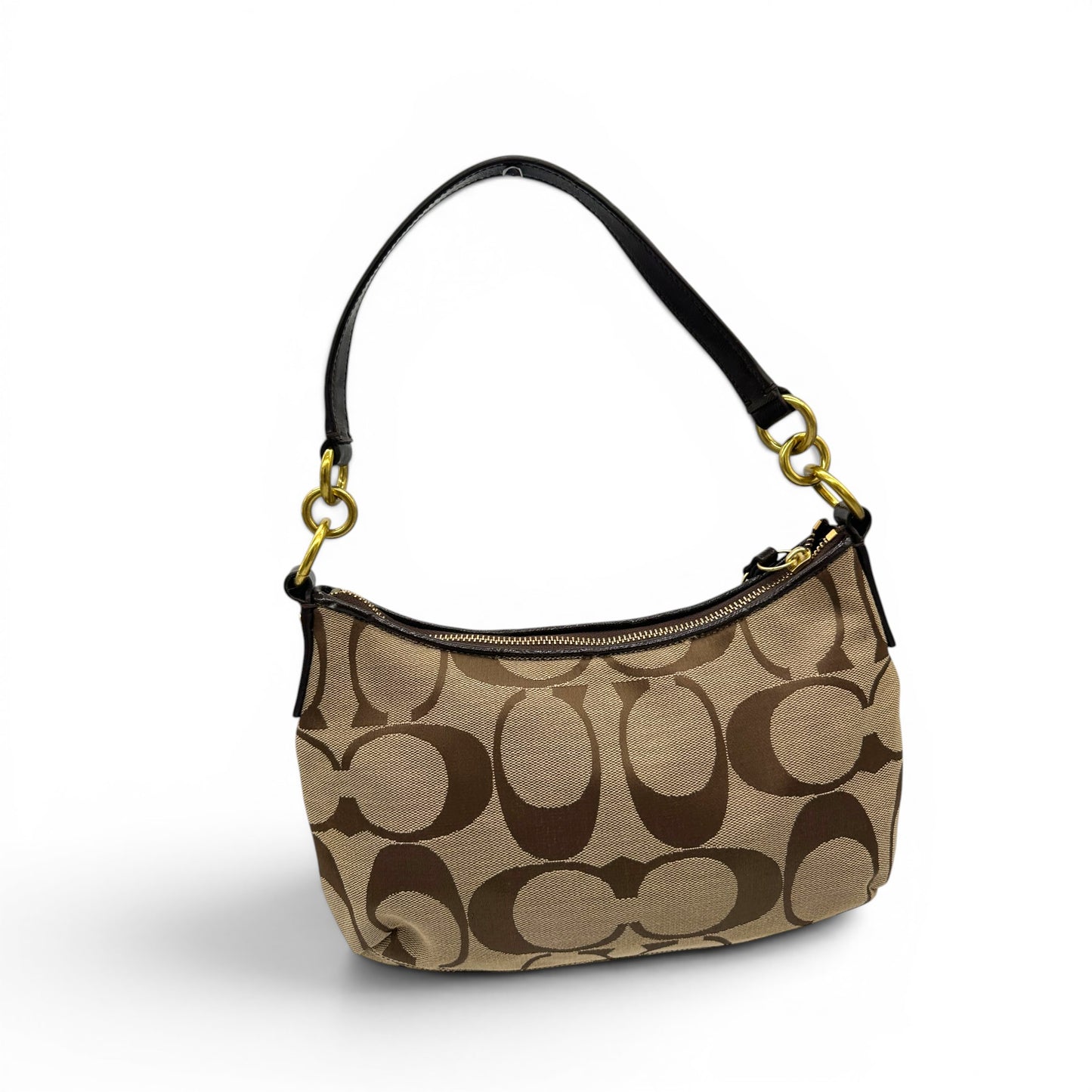 Vintage Coach F23544 Brown Trim Monogram Shoulder Bag