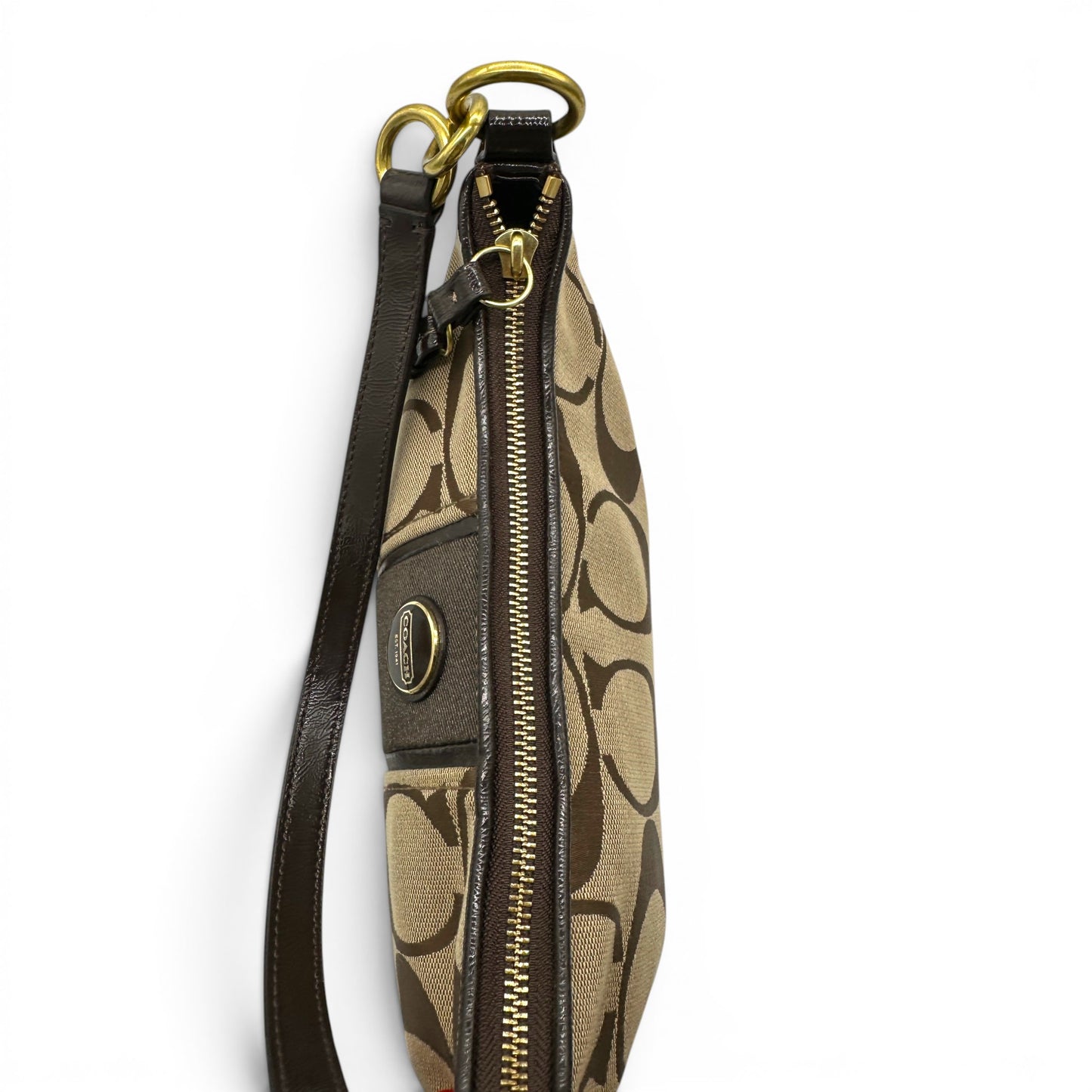 Vintage Coach F23544 Brown Trim Monogram Shoulder Bag