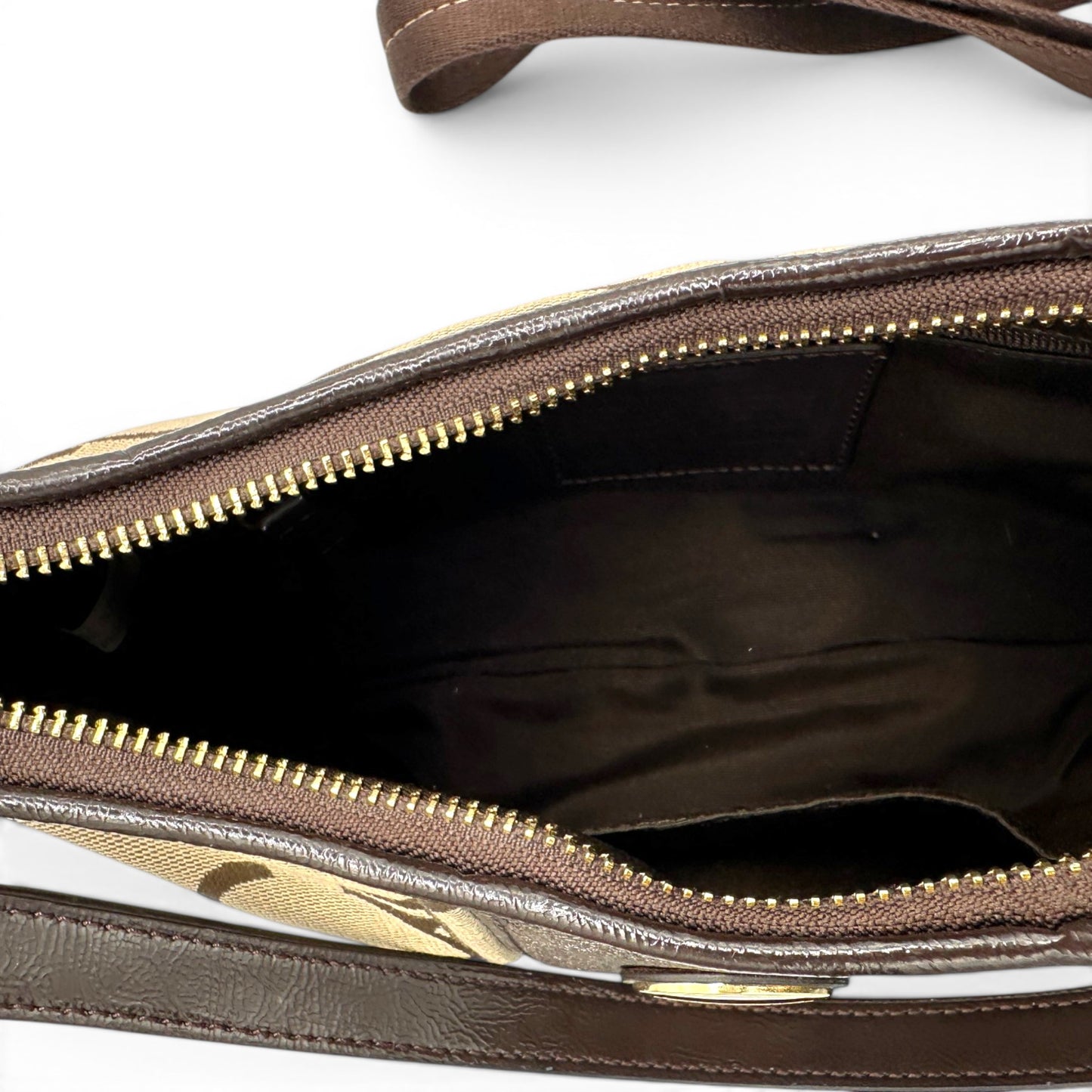 Vintage Coach F23544 Brown Trim Monogram Shoulder Bag
