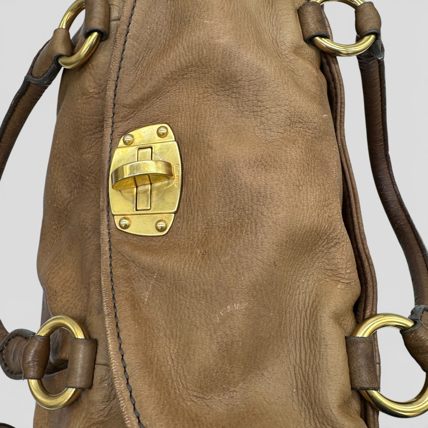 Vintage Miu Miu Brown Leather Slouchy Two Way Bag