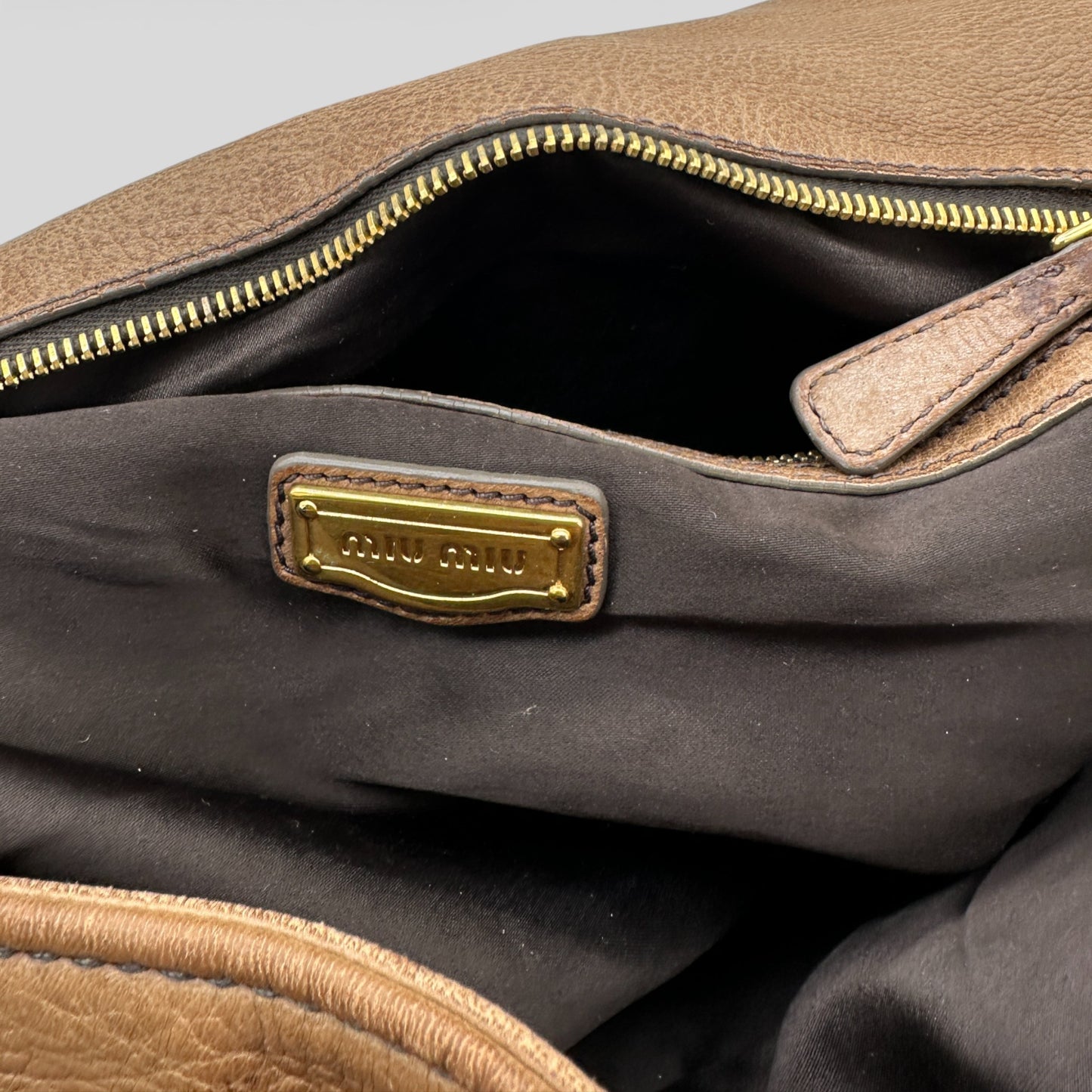 Vintage Miu Miu Brown Leather Slouchy Two Way Bag