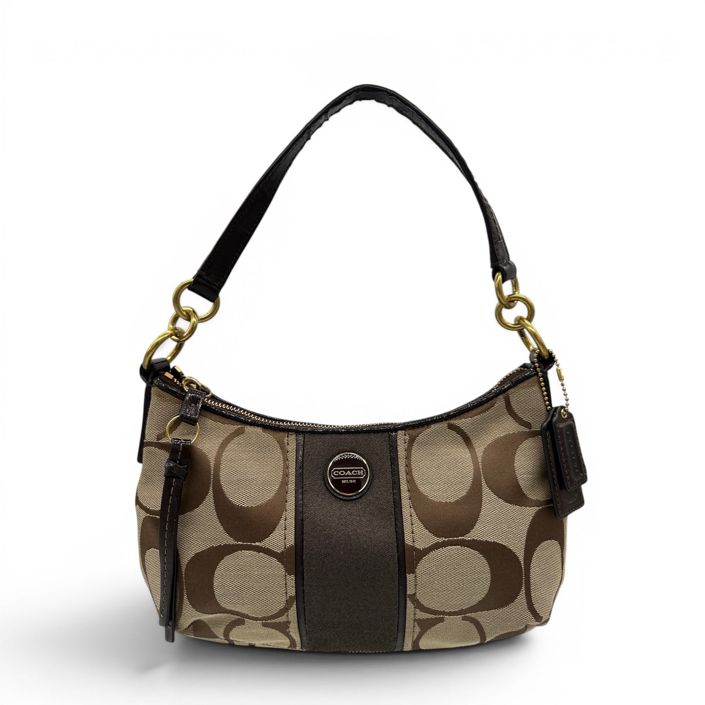 Vintage Coach F23544 Brown Trim Monogram Shoulder Bag