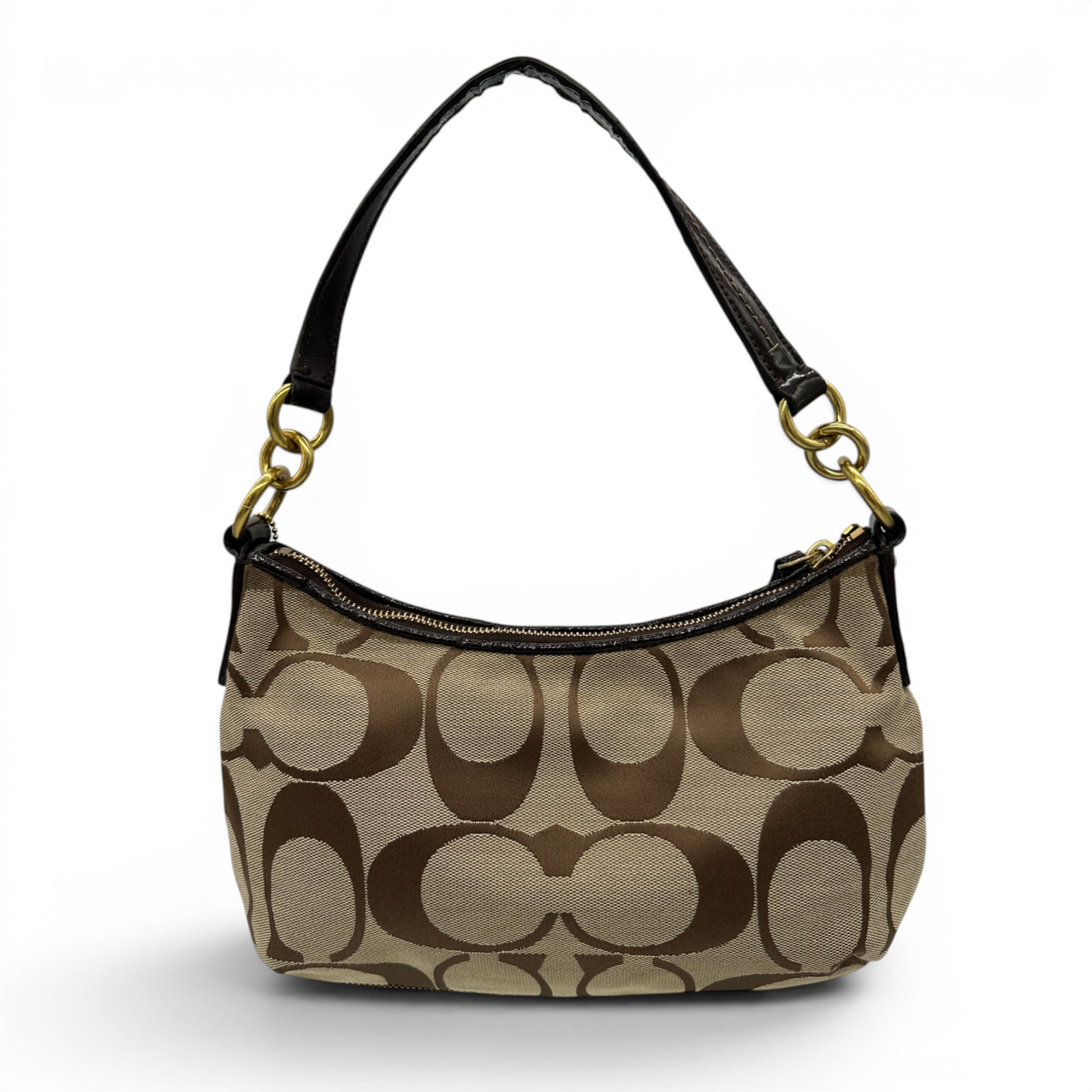 Vintage Coach F23544 Brown Trim Monogram Shoulder Bag