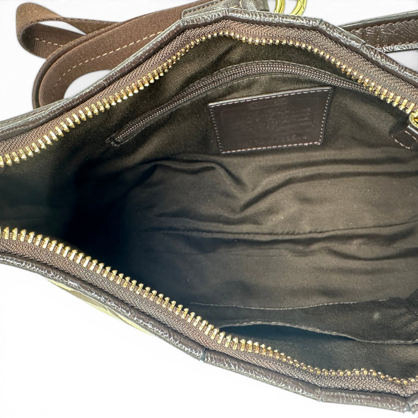Vintage Coach F23544 Brown Trim Monogram Shoulder Bag