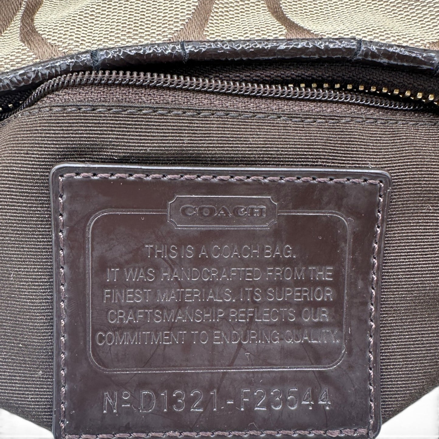 Vintage Coach F23544 Brown Trim Monogram Shoulder Bag