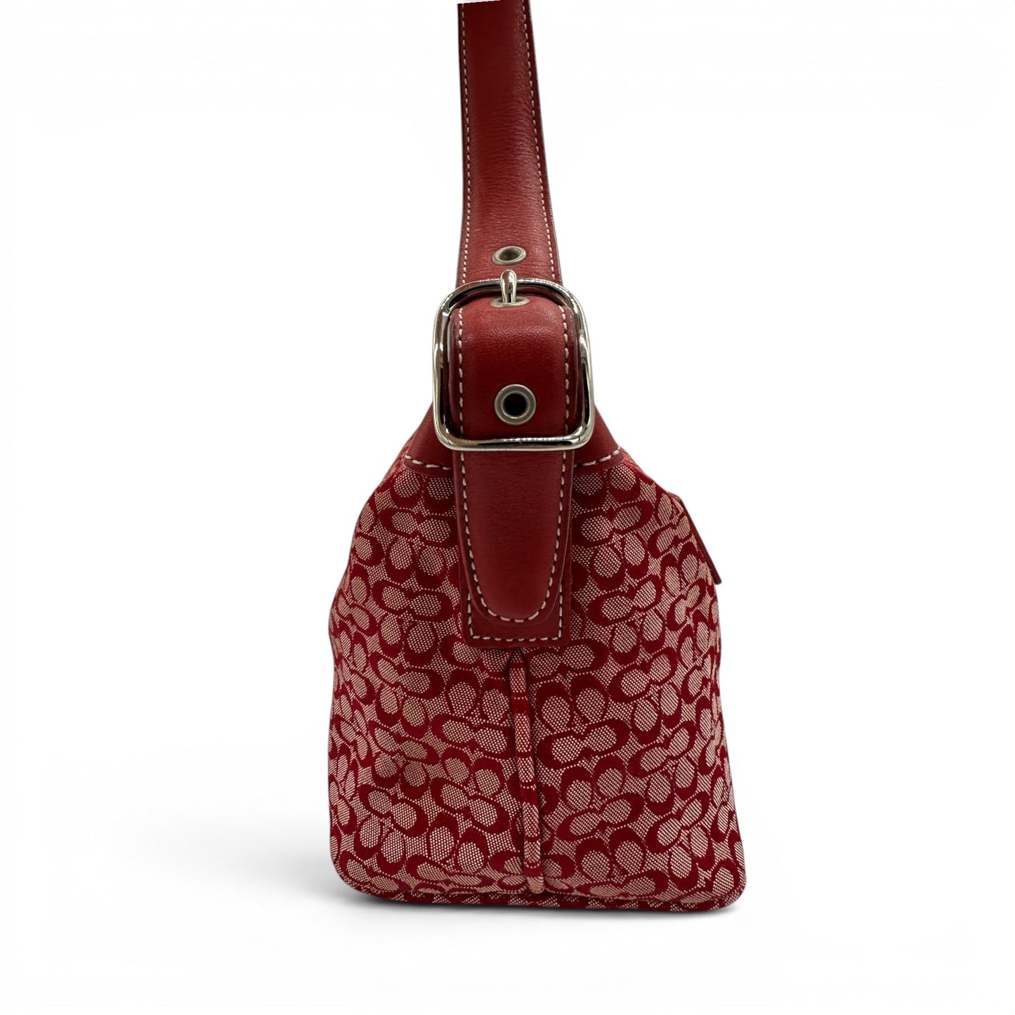 Vintage Coach 6332 Seltene rote Mini Monogram Sufflette Schultertasche Y2K