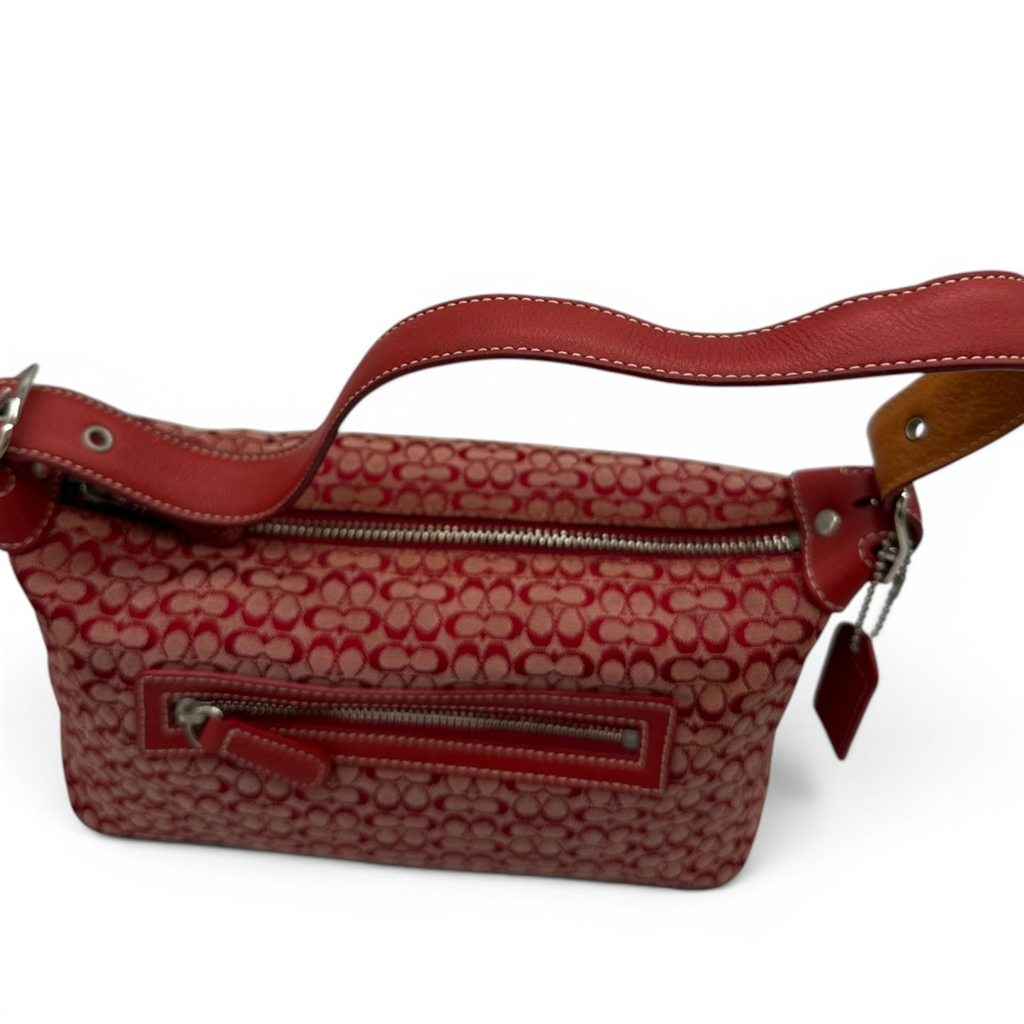 Vintage Coach 6332 Seltene rote Mini Monogram Sufflette Schultertasche Y2K